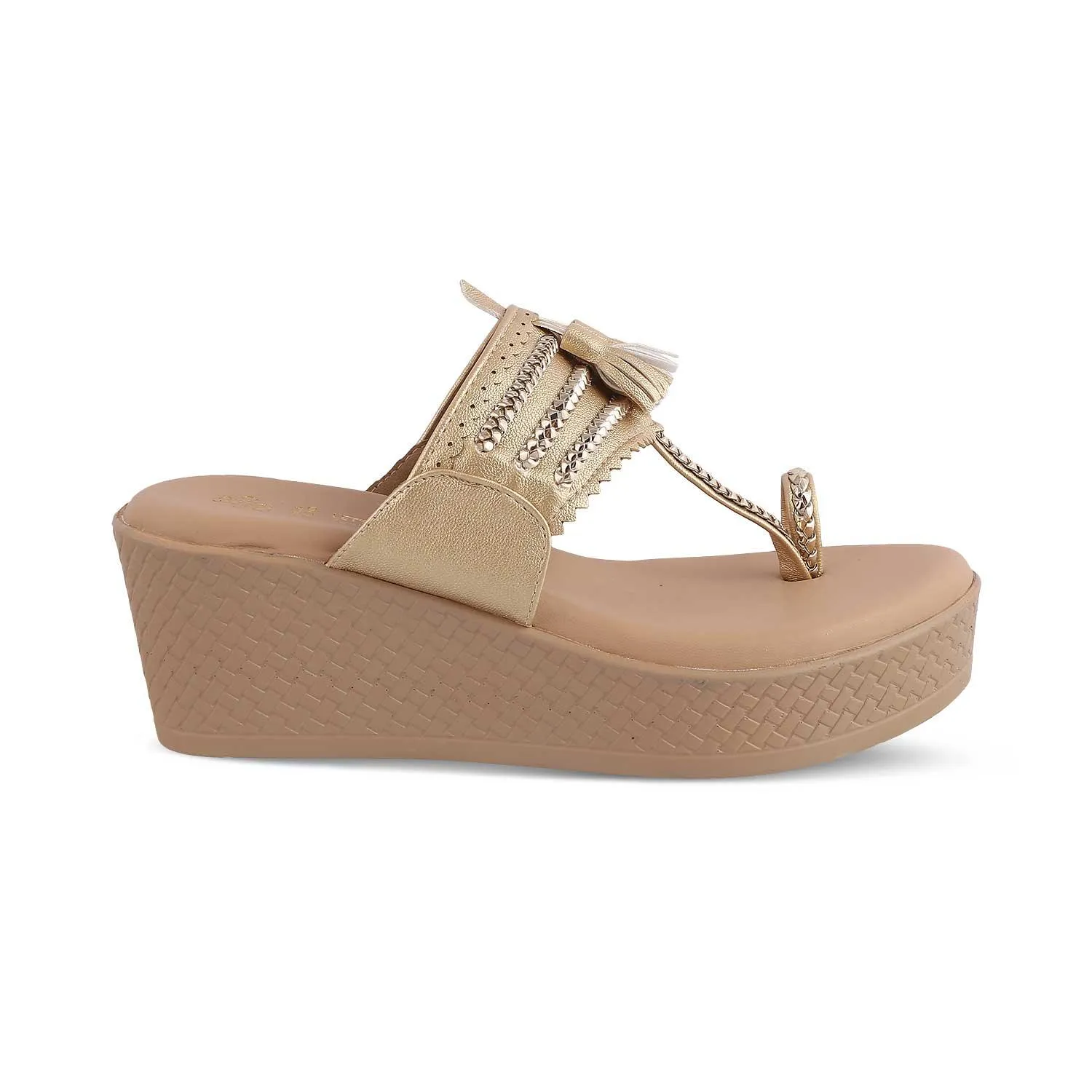 The Makol Gold Women's Dress Wedge Sandals Tresmode