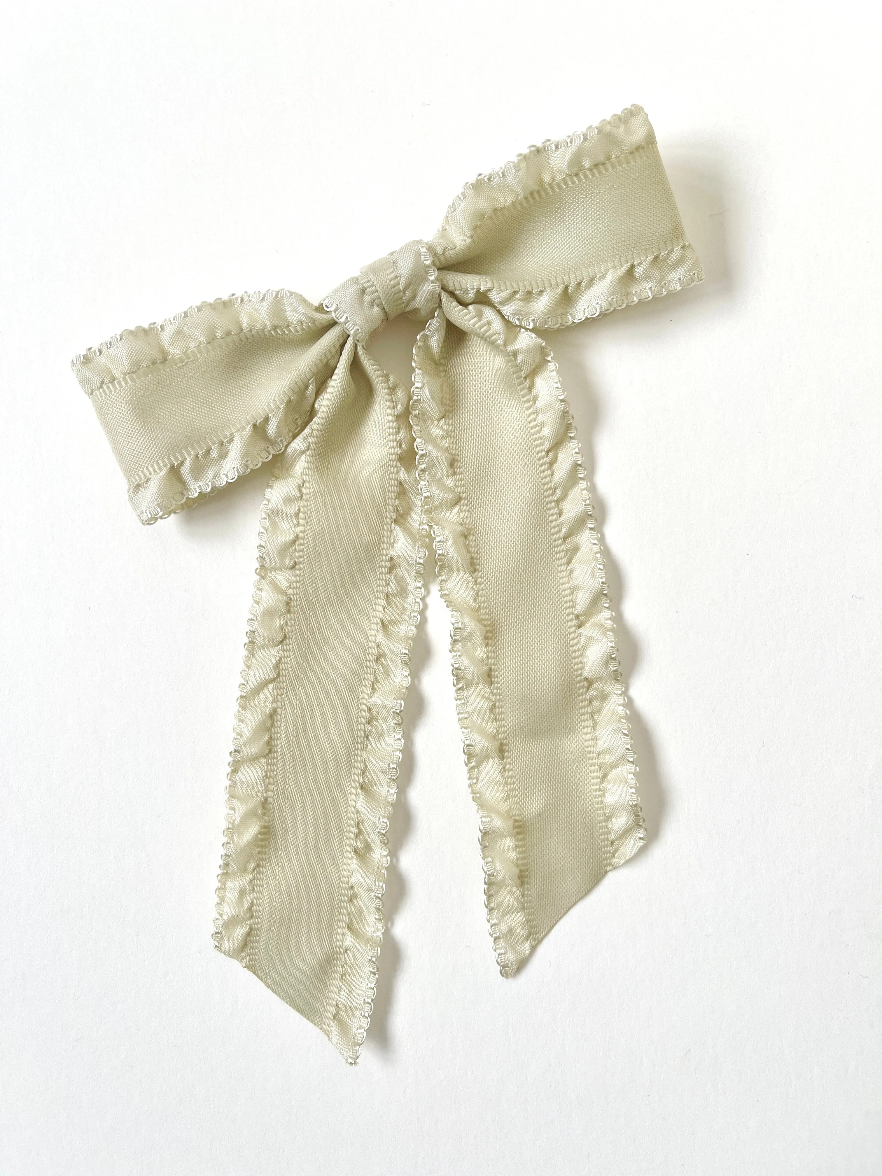 The Mayfair Bow | Lettuce Edge Satin Ribbon | Regency Era Inspired | Luxury Designer Hair Bow