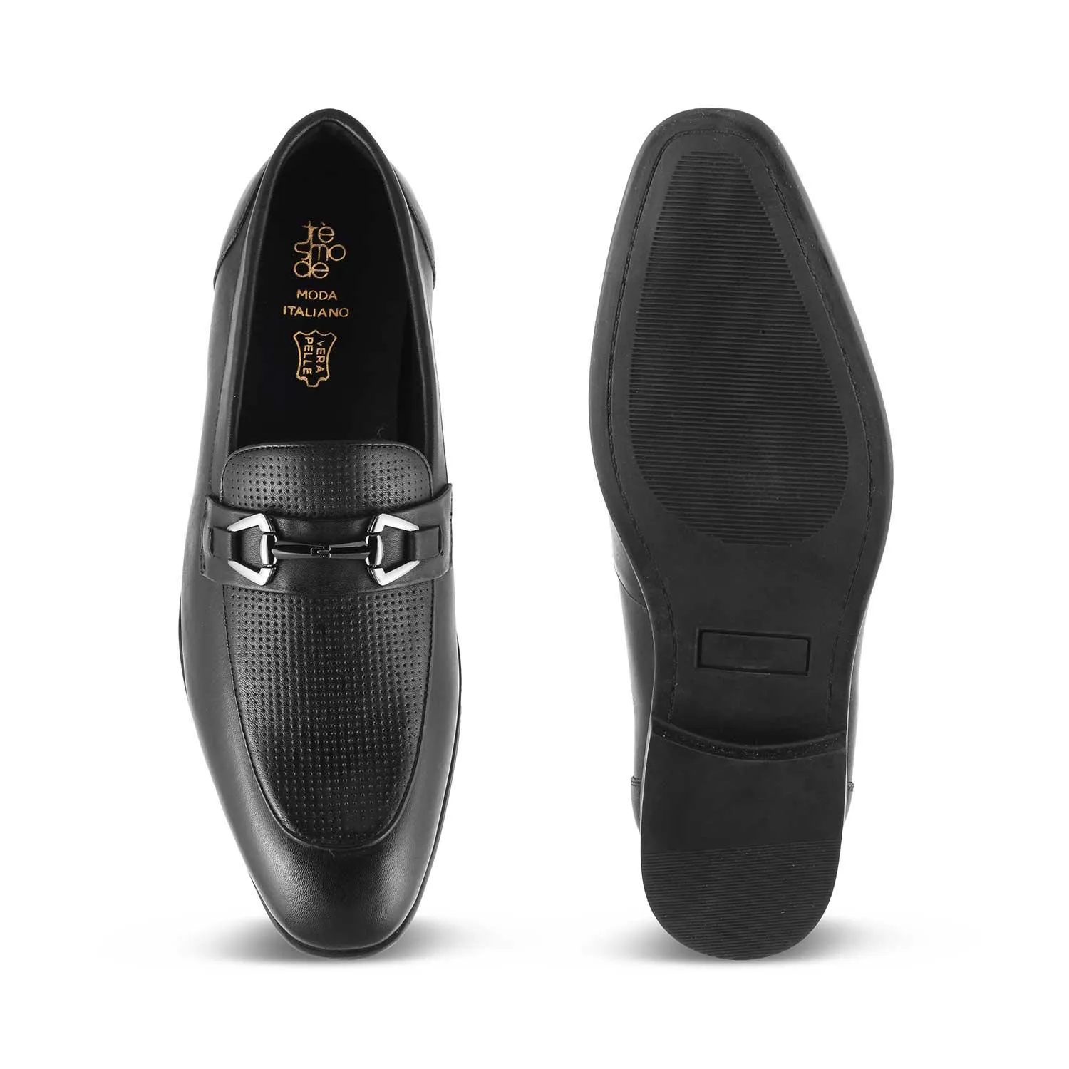 The Montli Black Men's Leather Loafers Tresmode