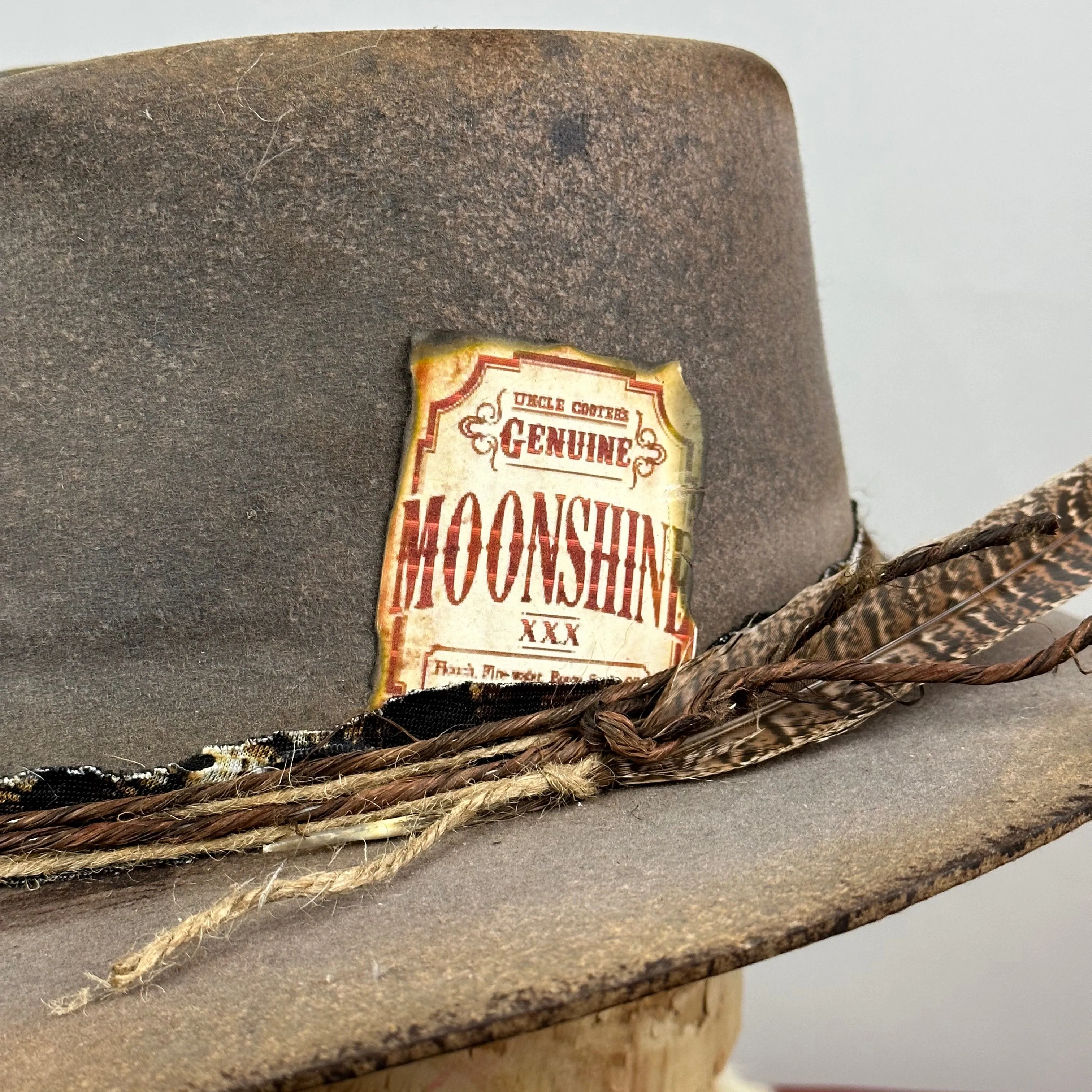 The Moonshiner Brown and Black Distressed Cowboy Hat