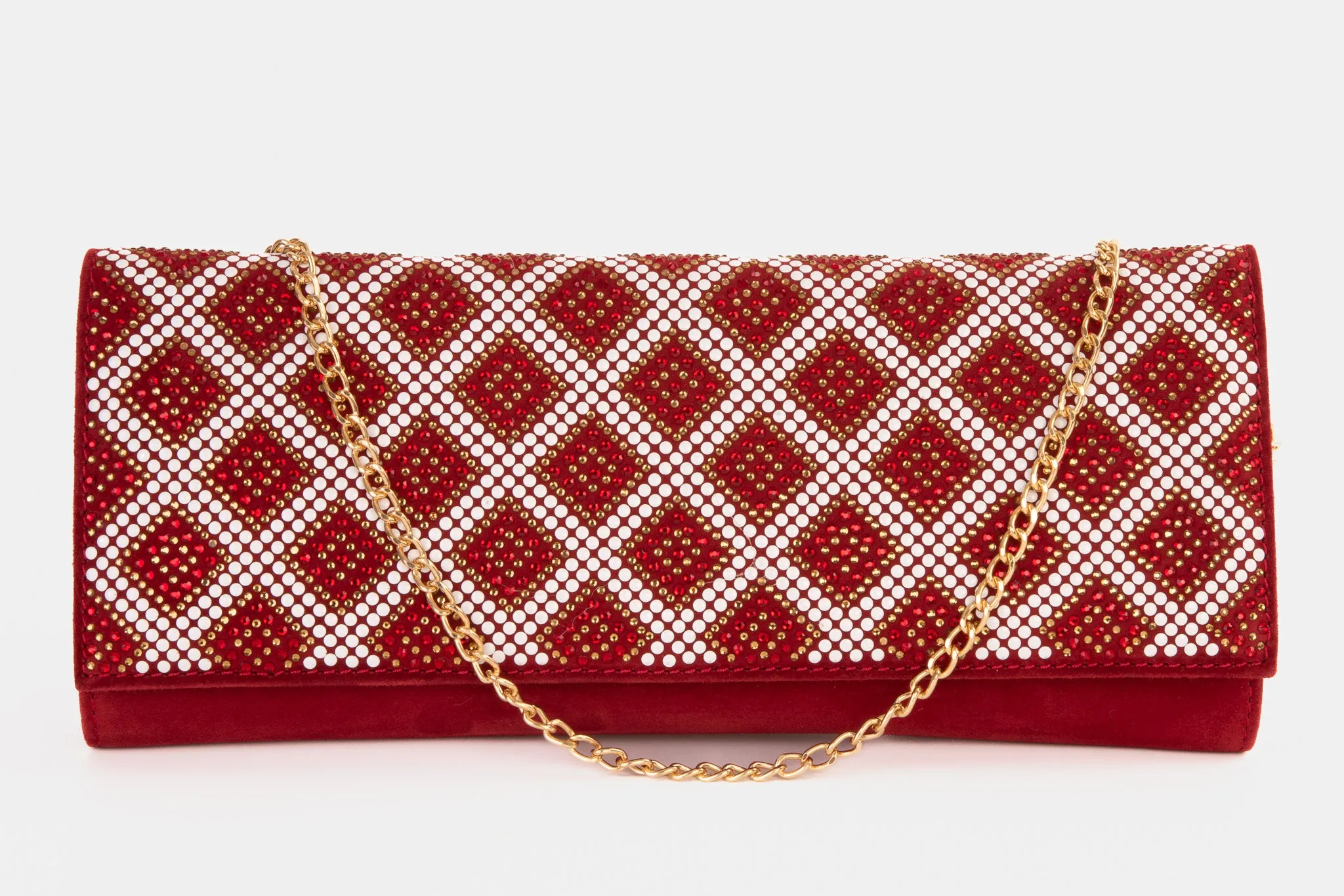 The Nampula Red Glitter Suede Leather Clutch