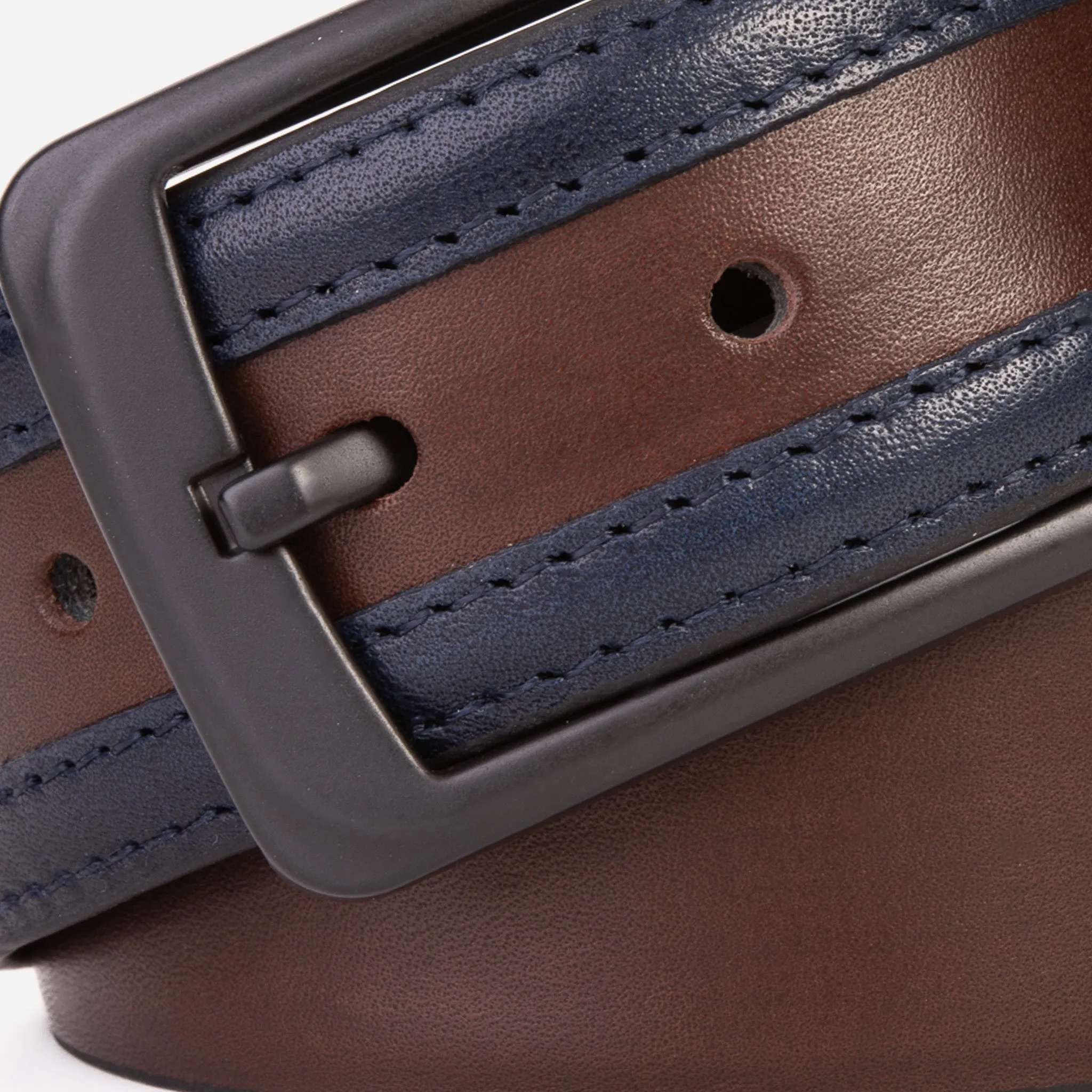 The Neiva Navy/Brown Leather Belt