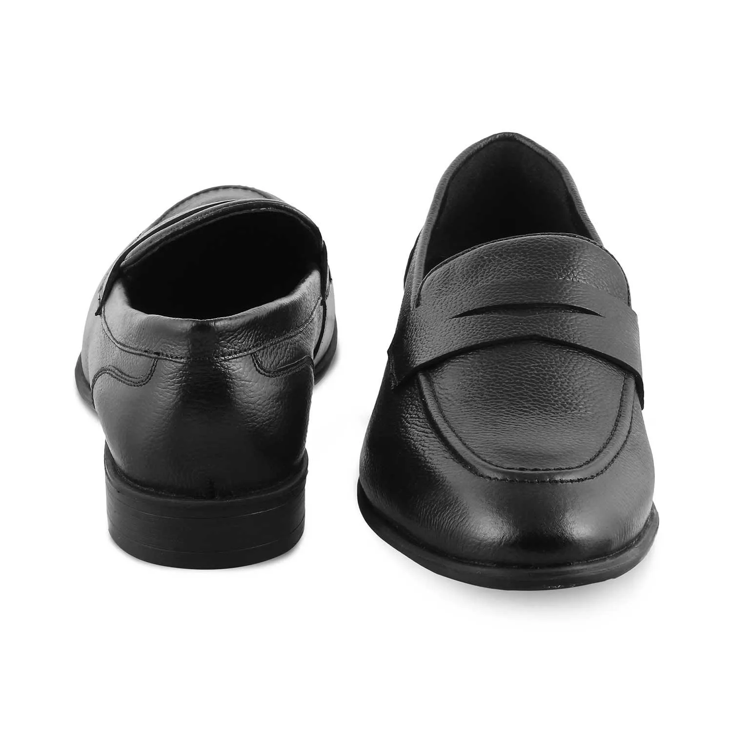 The Paris Black Men's Leather Penny Loafers Tresmode