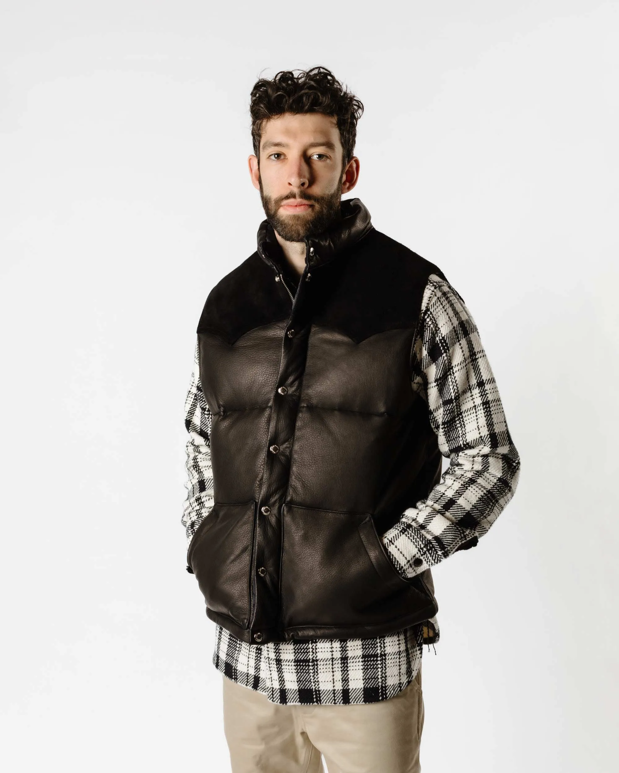 The Real McCoy's MJ22119 Deerskin Down Vest Black