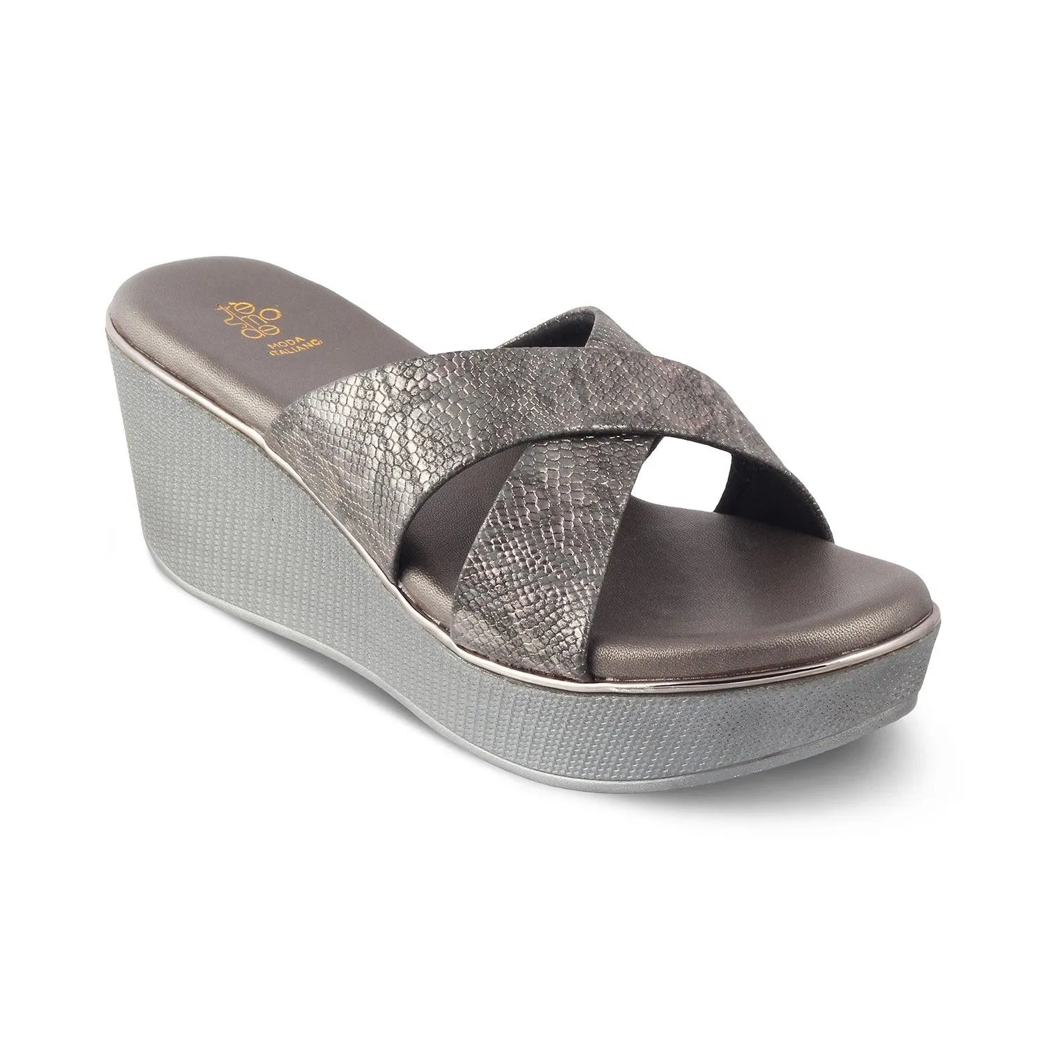 The Savvy Pewter Women's Dress Wedge Sandals Tresmode