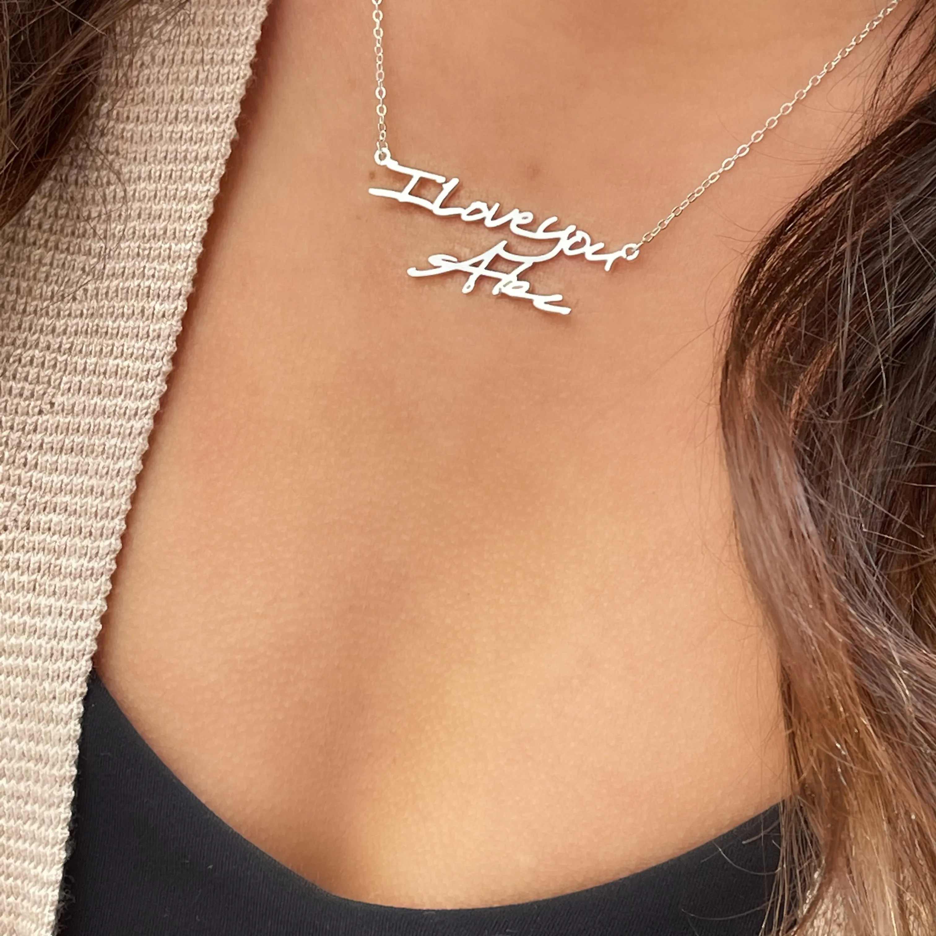 The Silhouette Series - Sterling Silver Handwritten Necklace