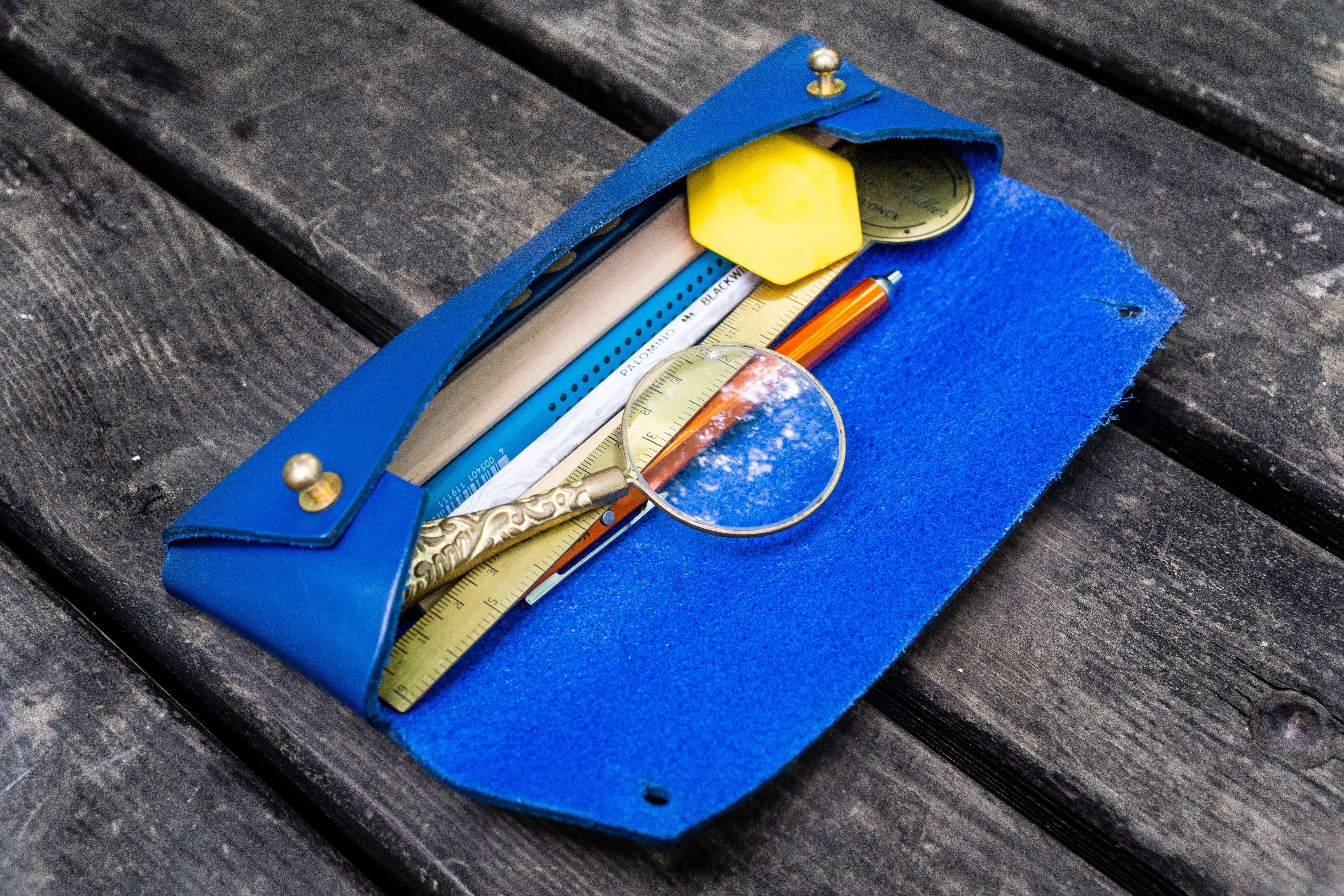 The Student Leather Pencil Case - Blue