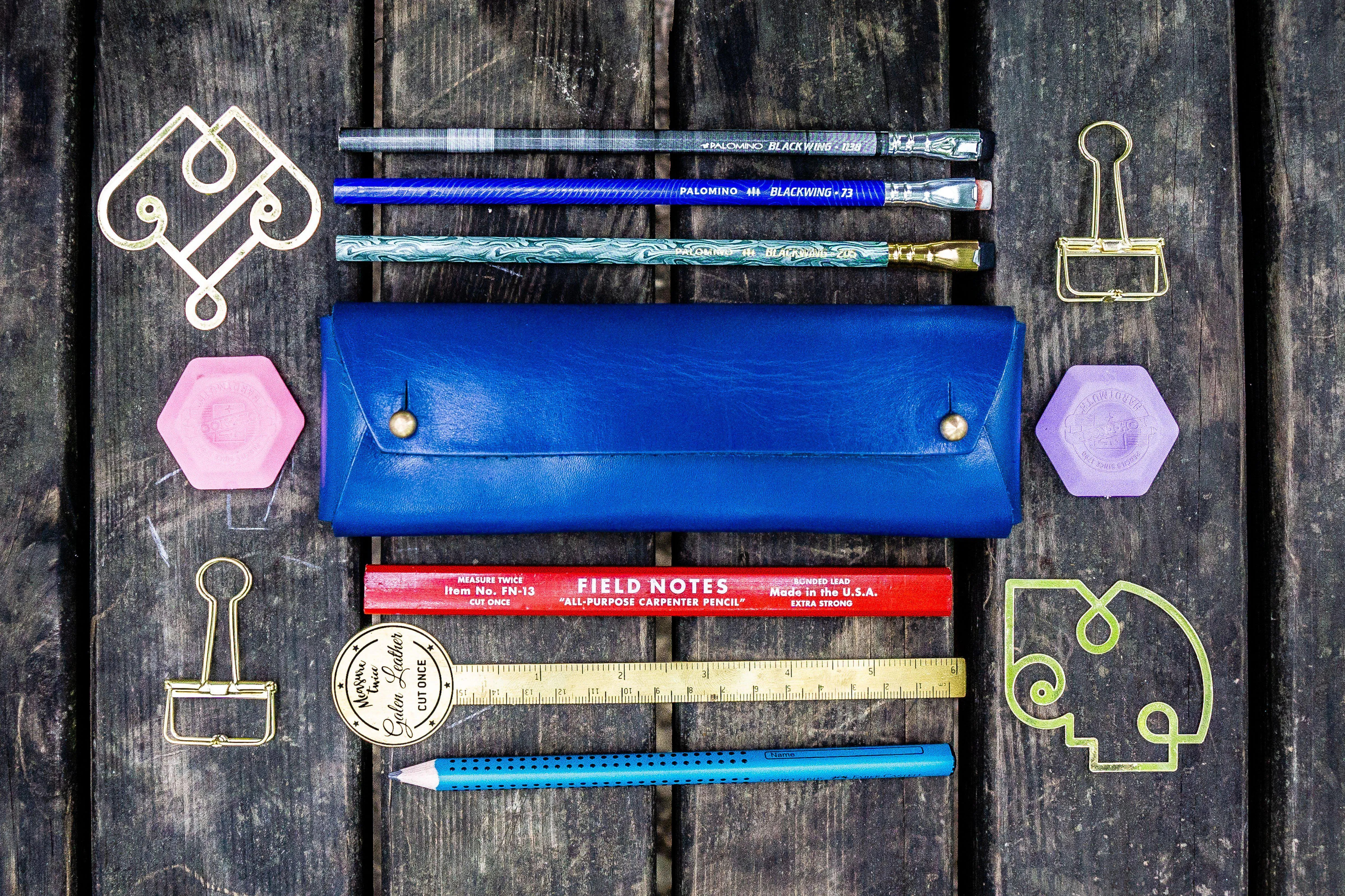 The Student Leather Pencil Case - Blue