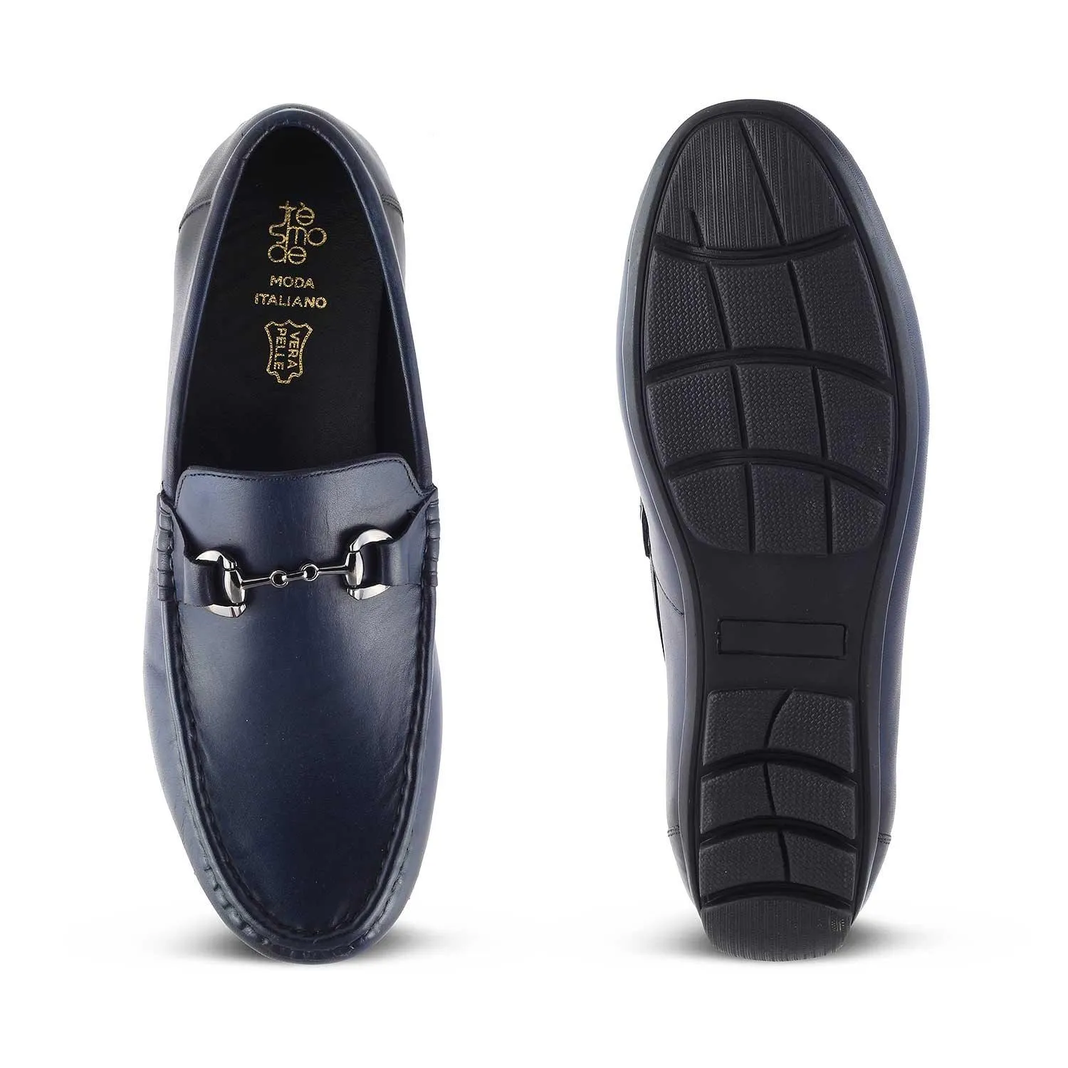 The Votterdam Navy Men's Leather Driving Loafers Tresmode