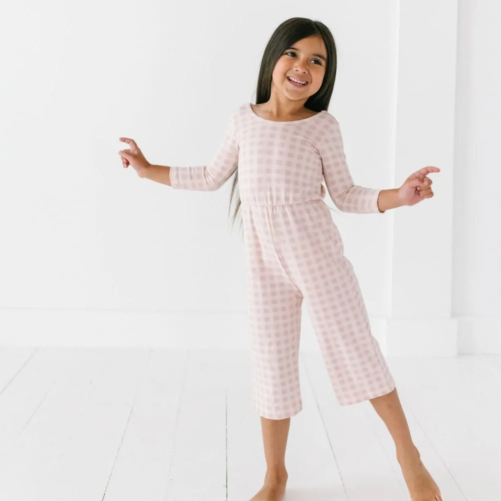 The Wide Leg Jumpsuit in Lilac Gingham