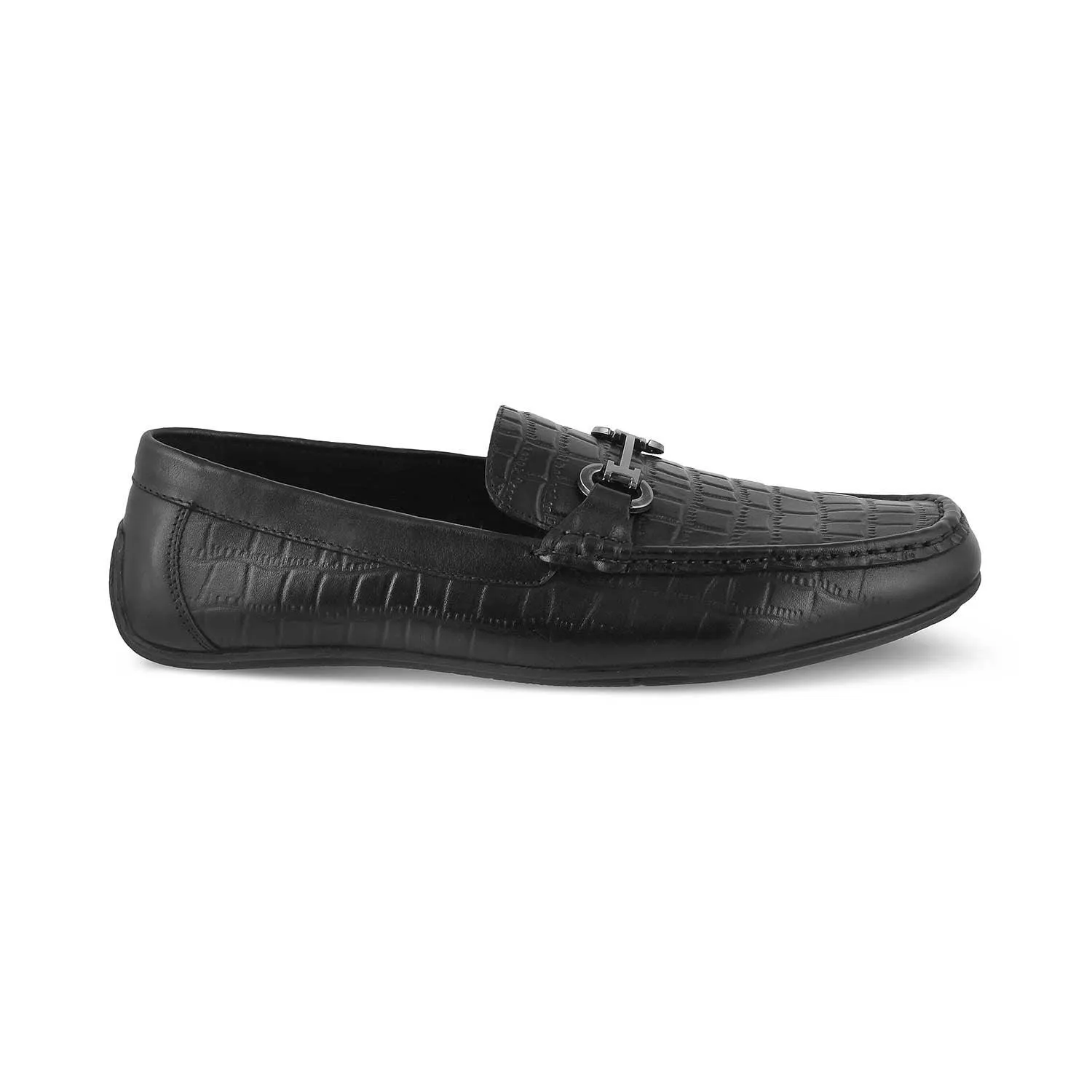 The Yoxile Black Men's Leather Driving Loafers Tresmode