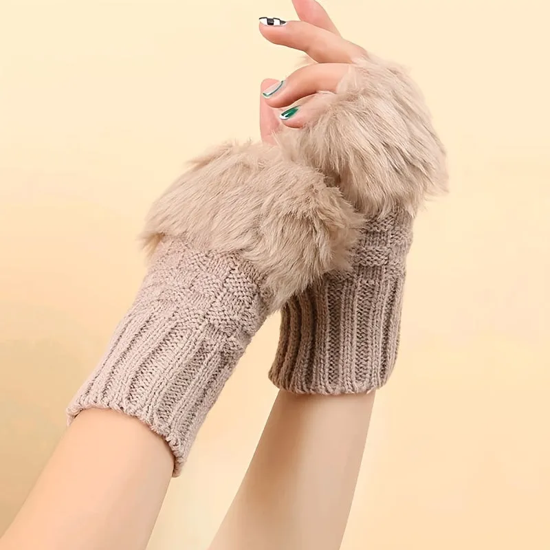 Thermal Touch Plush Gloves - Cold Weather Gloves with Short, Thick, Warm, Fingerless Design, Versatile Elastic Fit, and Coldproof Performance for Winter Outdoor Activities