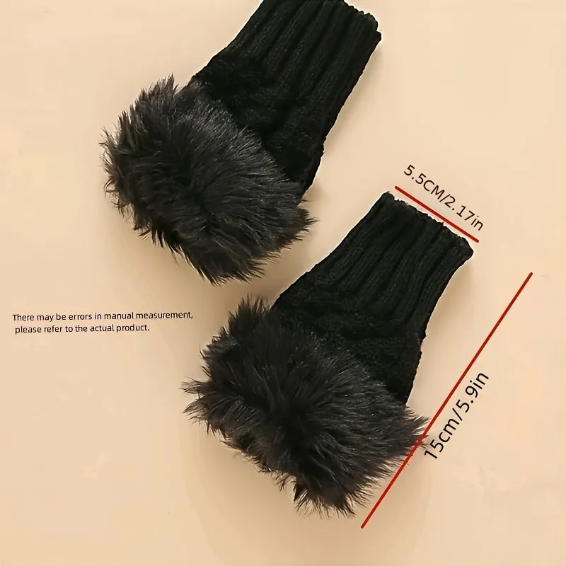 Thermal Touch Plush Gloves - Cold Weather Gloves with Short, Thick, Warm, Fingerless Design, Versatile Elastic Fit, and Coldproof Performance for Winter Outdoor Activities