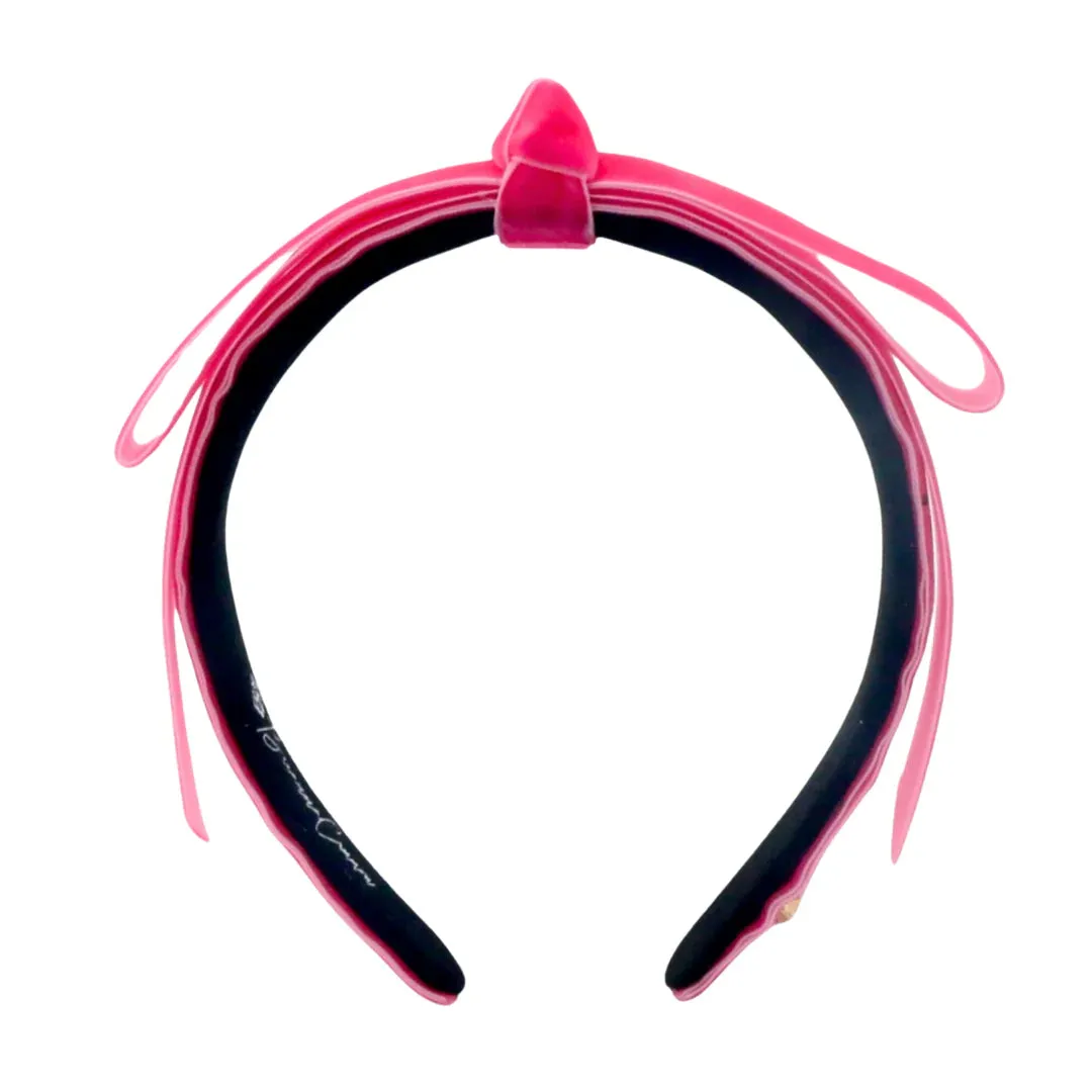 Thin Ribbon Bow Headband - Hot Pink [Brianna Cannon]