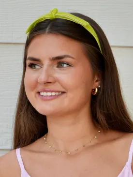 Thin Ribbon Bow Headband - Lime Velvet [Brianna Cannon]