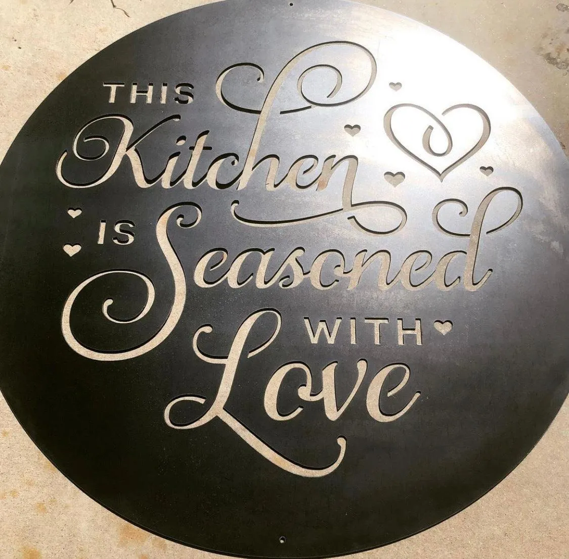 This Kitchen is Seasoned with Love Metal Word Art