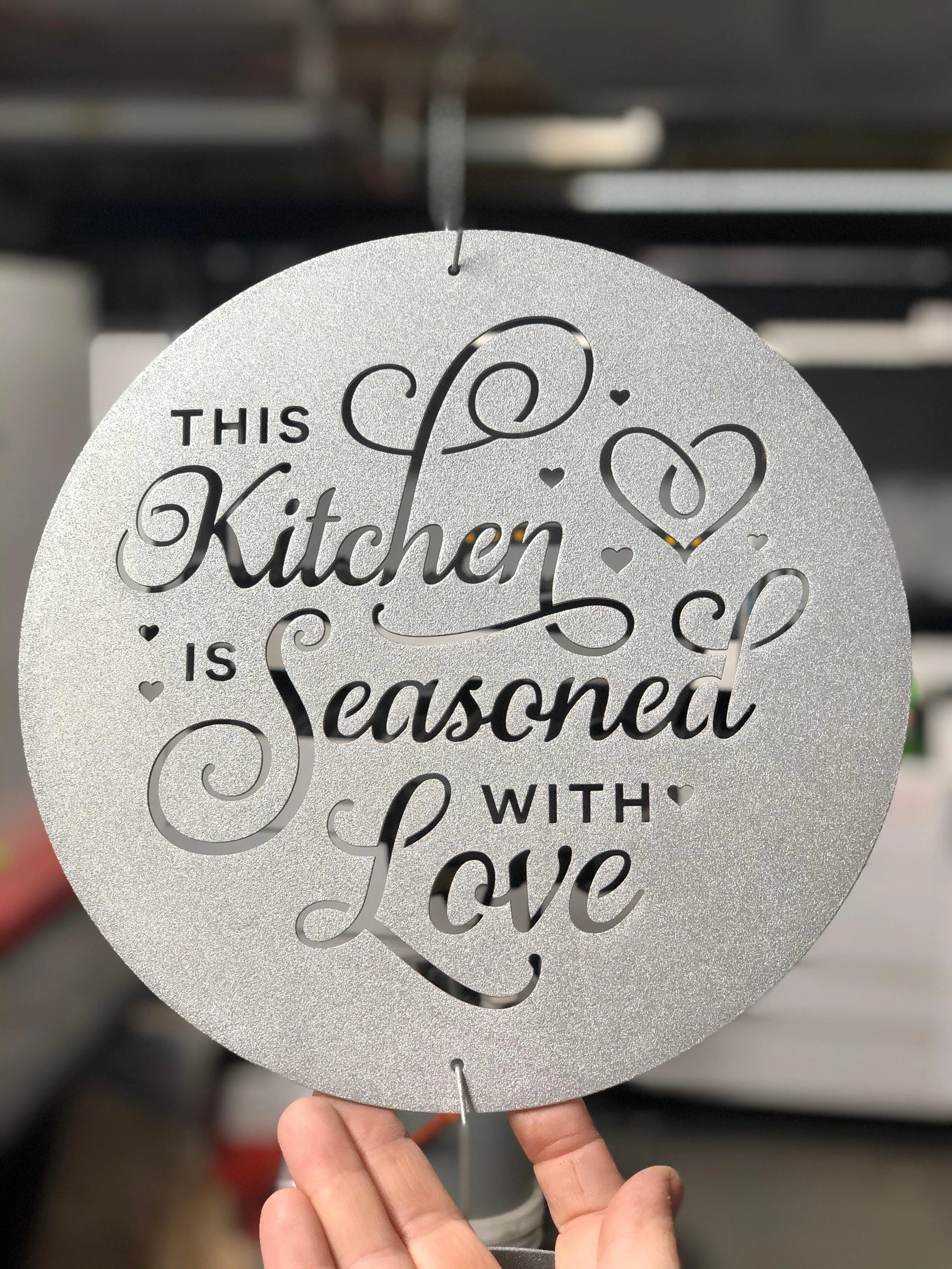 This Kitchen is Seasoned with Love Metal Word Art