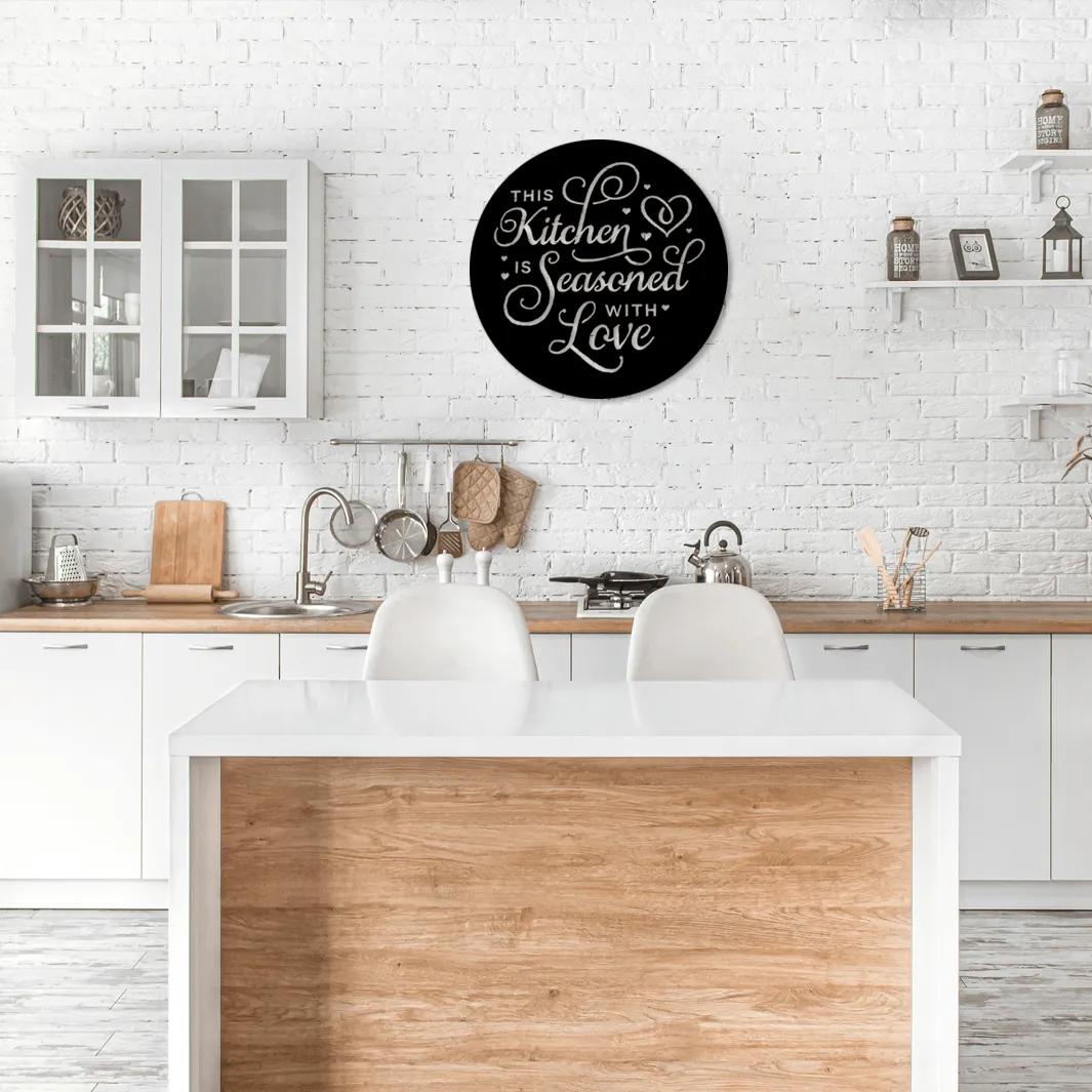 This Kitchen is Seasoned with Love Metal Word Art