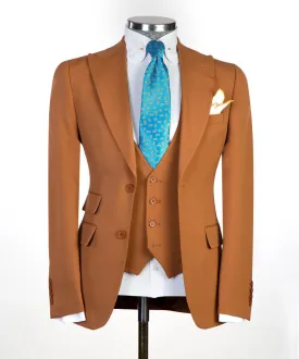 Three Pieces Deep Orange Business Suit