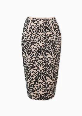 Tiana - Embroidery Pencil Skirt