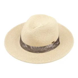 Tie Dye Band Straw Panama Hat: Gray