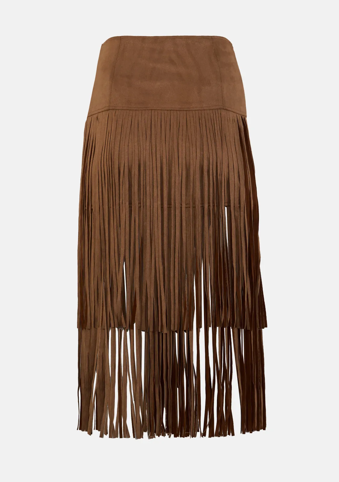 Tiered Fringe Midi Skirt