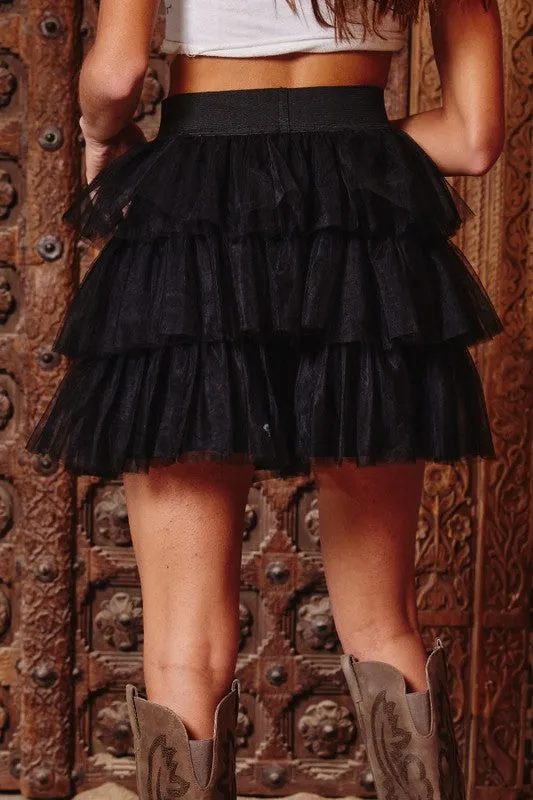 Tiered Tulle Skirt - Black