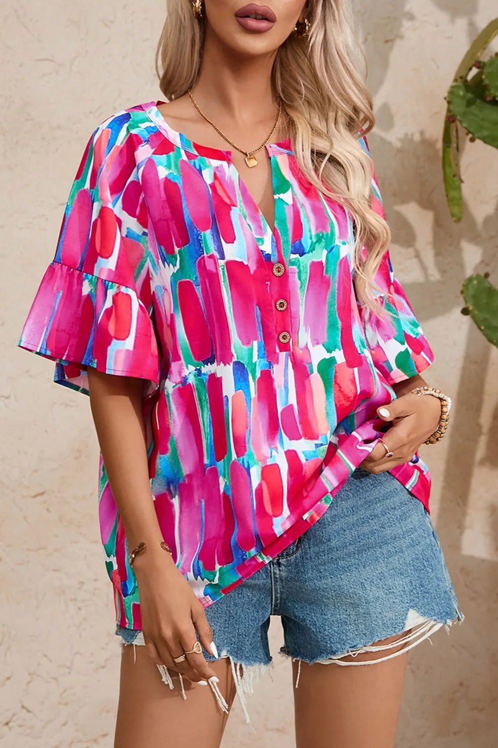 Tiffany Bright Half Sleeve Blouse