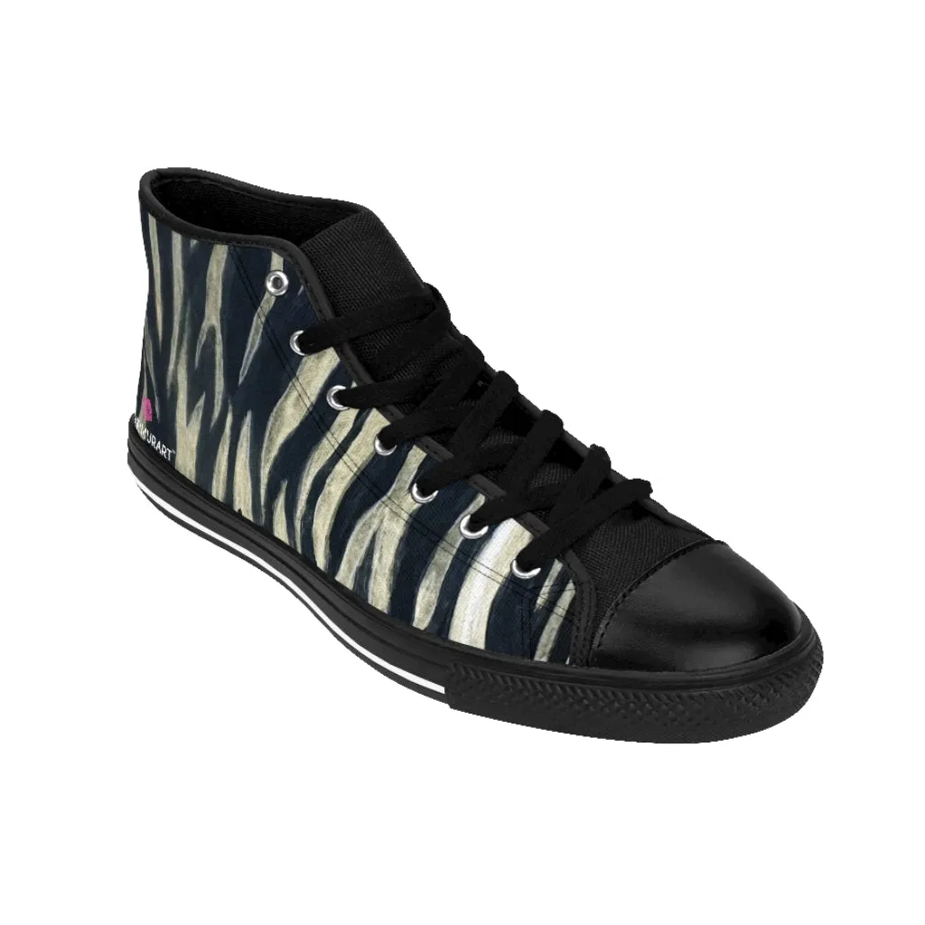 Tiger Striped Men's High-tops, Animal Print Best Designer High Top Tennis Shoes Sneakers For Men