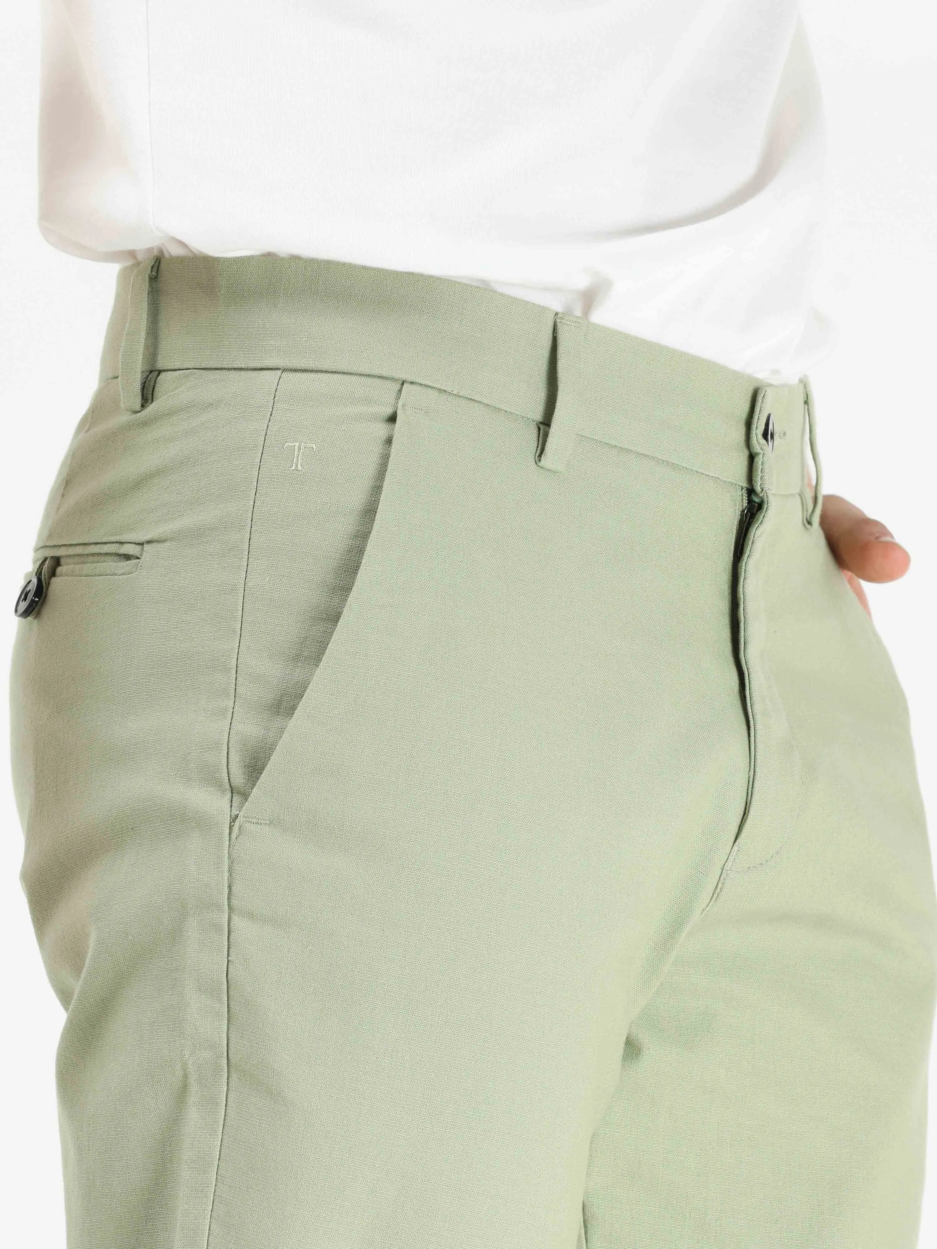 Timeless Cotton Pistachio Green Linen Chino