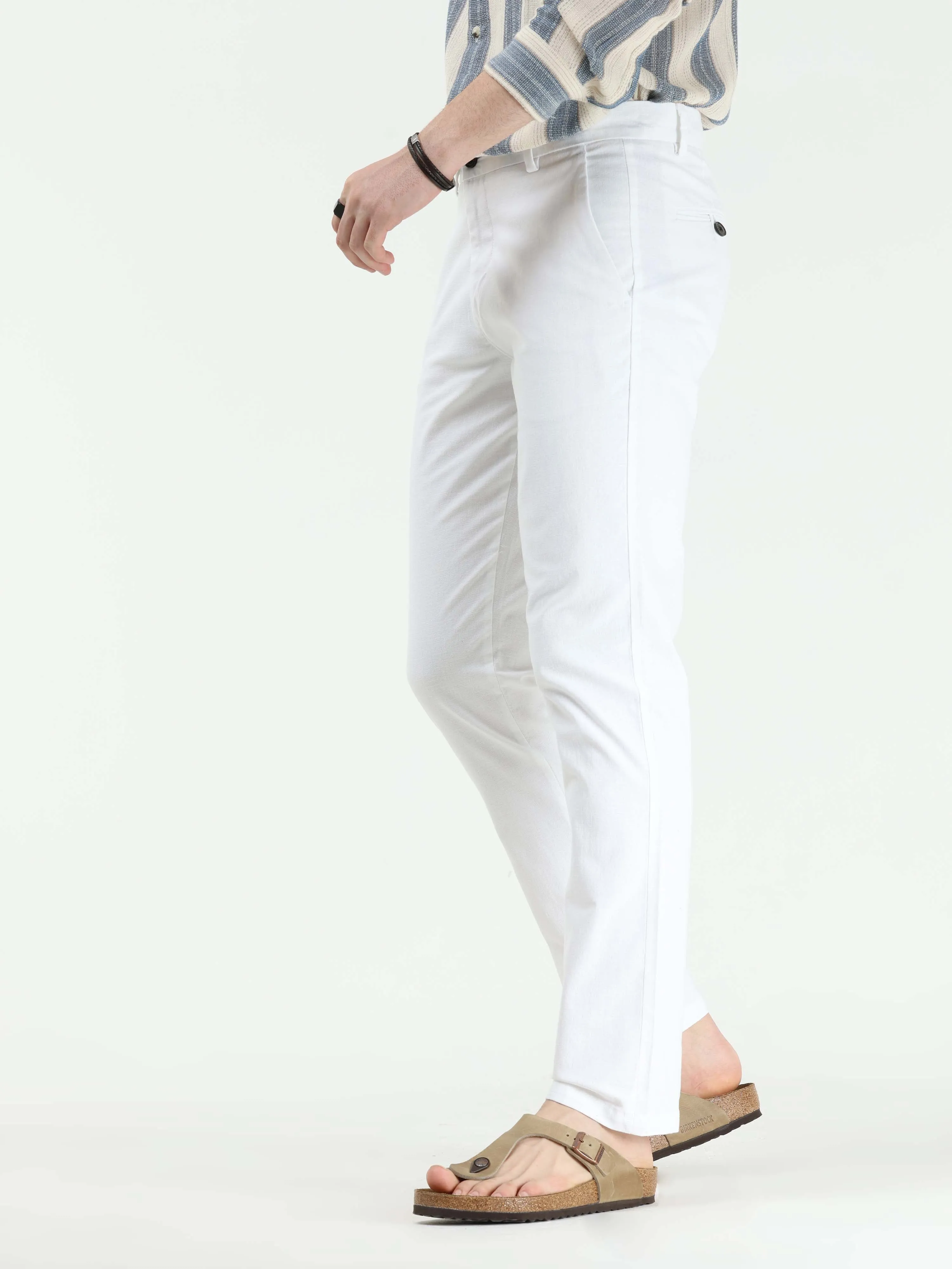 Timeless Cotton White Linen Chino