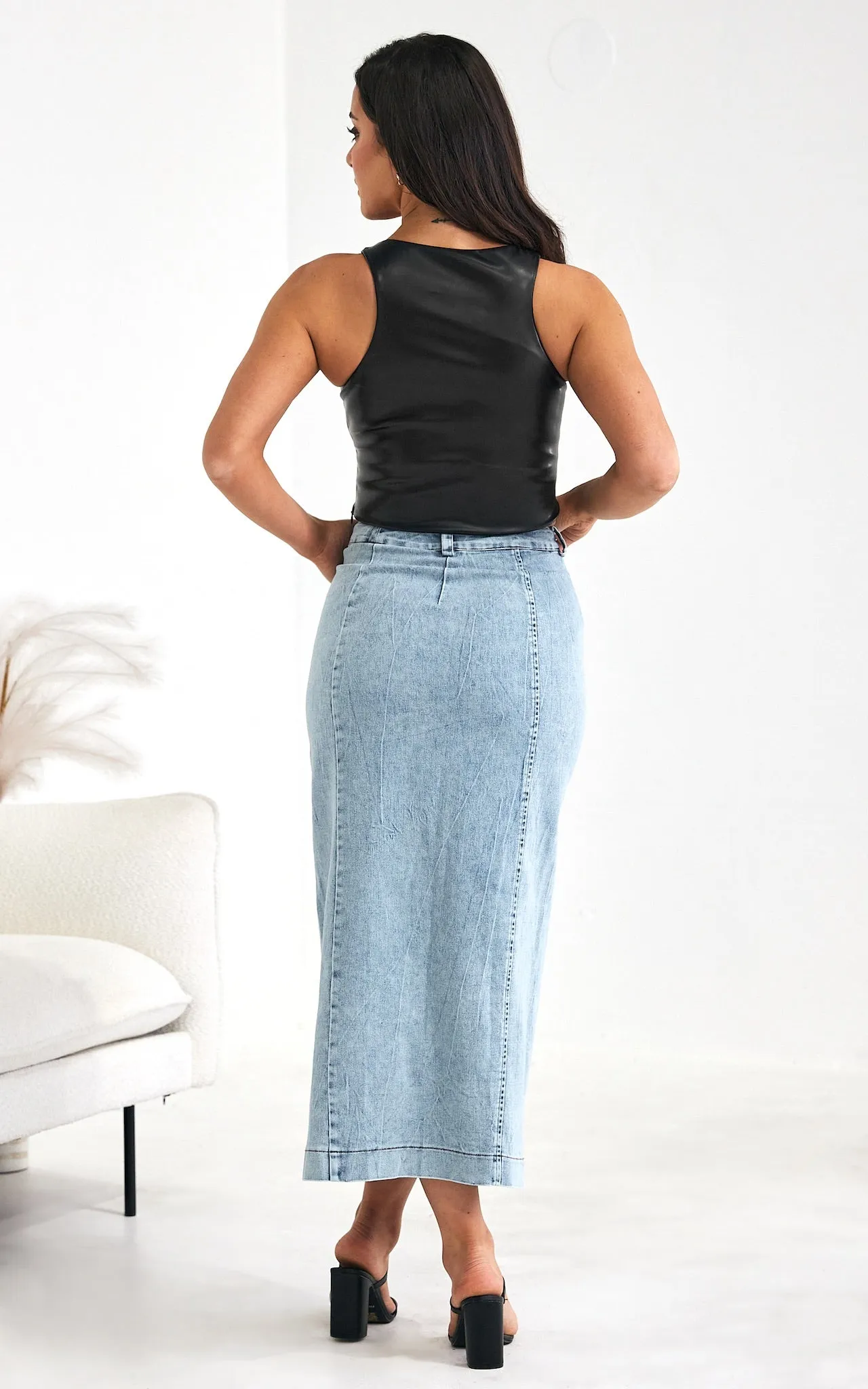 Timna Denim Maxi Skirt - Light Blue