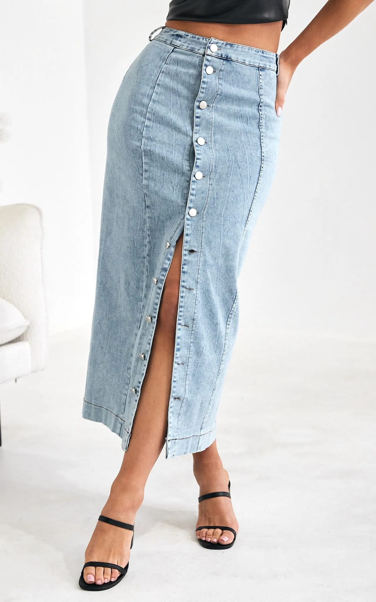 Timna Denim Maxi Skirt - Light Blue