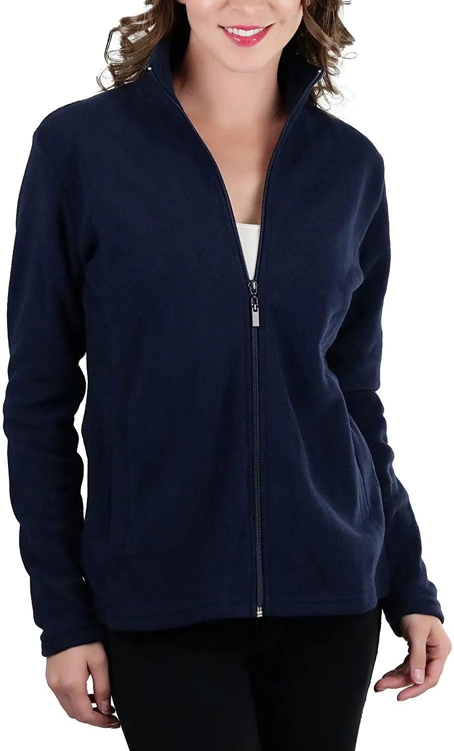 ToBeInStyle Women's Zip Up High Collar Polar Fleece Jacket