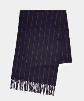 Todd Snyder x Joshua Ellis Navy Cashmere Pinstripe Scarf