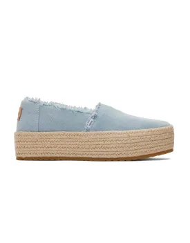 Toms Valencia Blue Denim Platform Espadrille