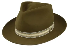 Tonak contemporary style fur felt flat brim Fedora hats in Khaki