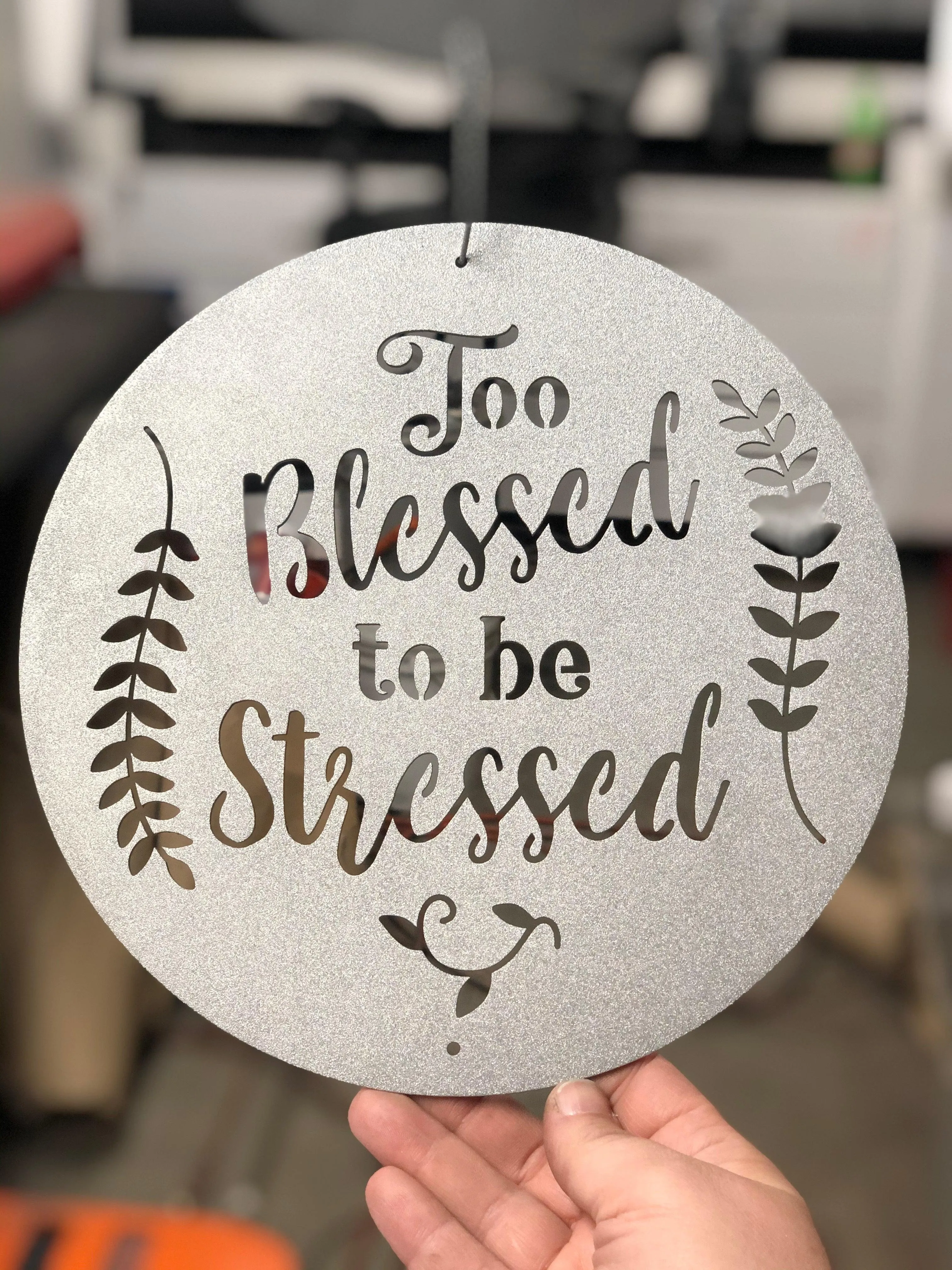 Too Blessed to be Stressed Metal Wall Art