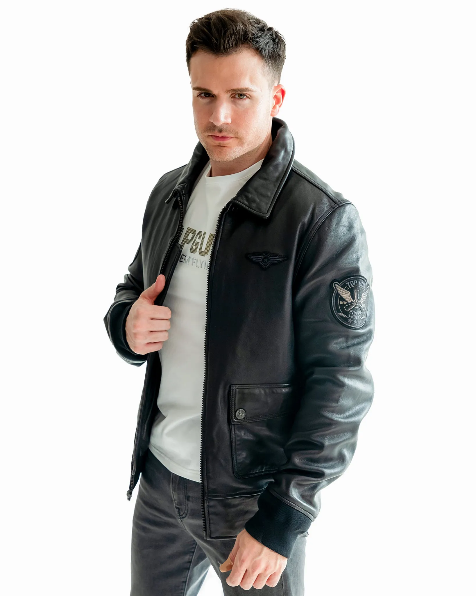 TOP GUN® AVIATOR LUXURY LEATHER BOMBER