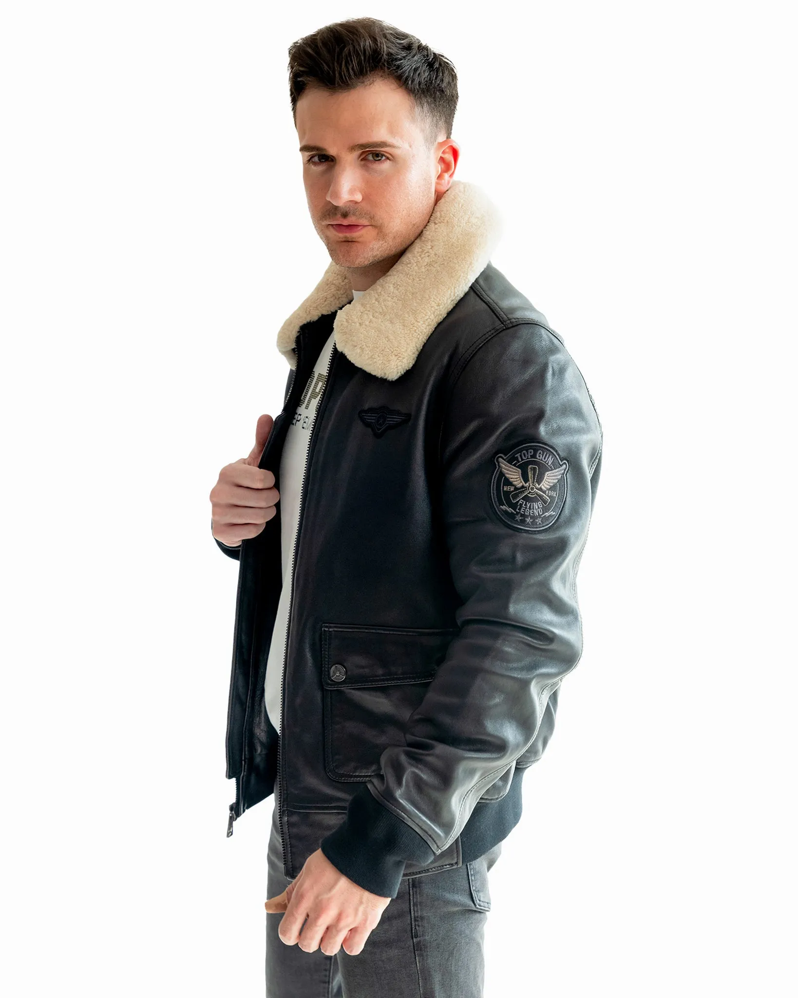 TOP GUN® AVIATOR LUXURY LEATHER BOMBER