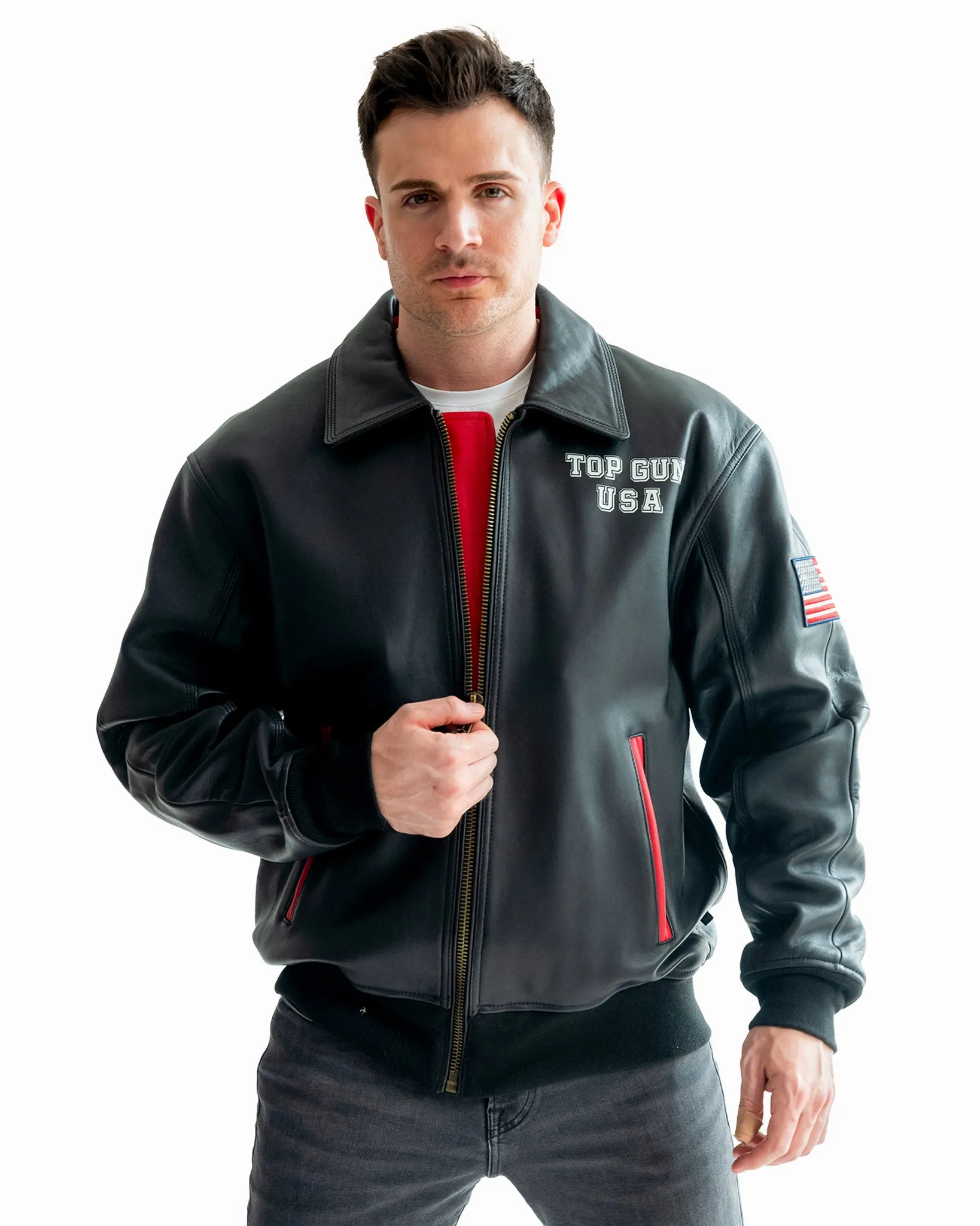 TOP GUN®  MEN'S LUCKY LEATHER JACKET