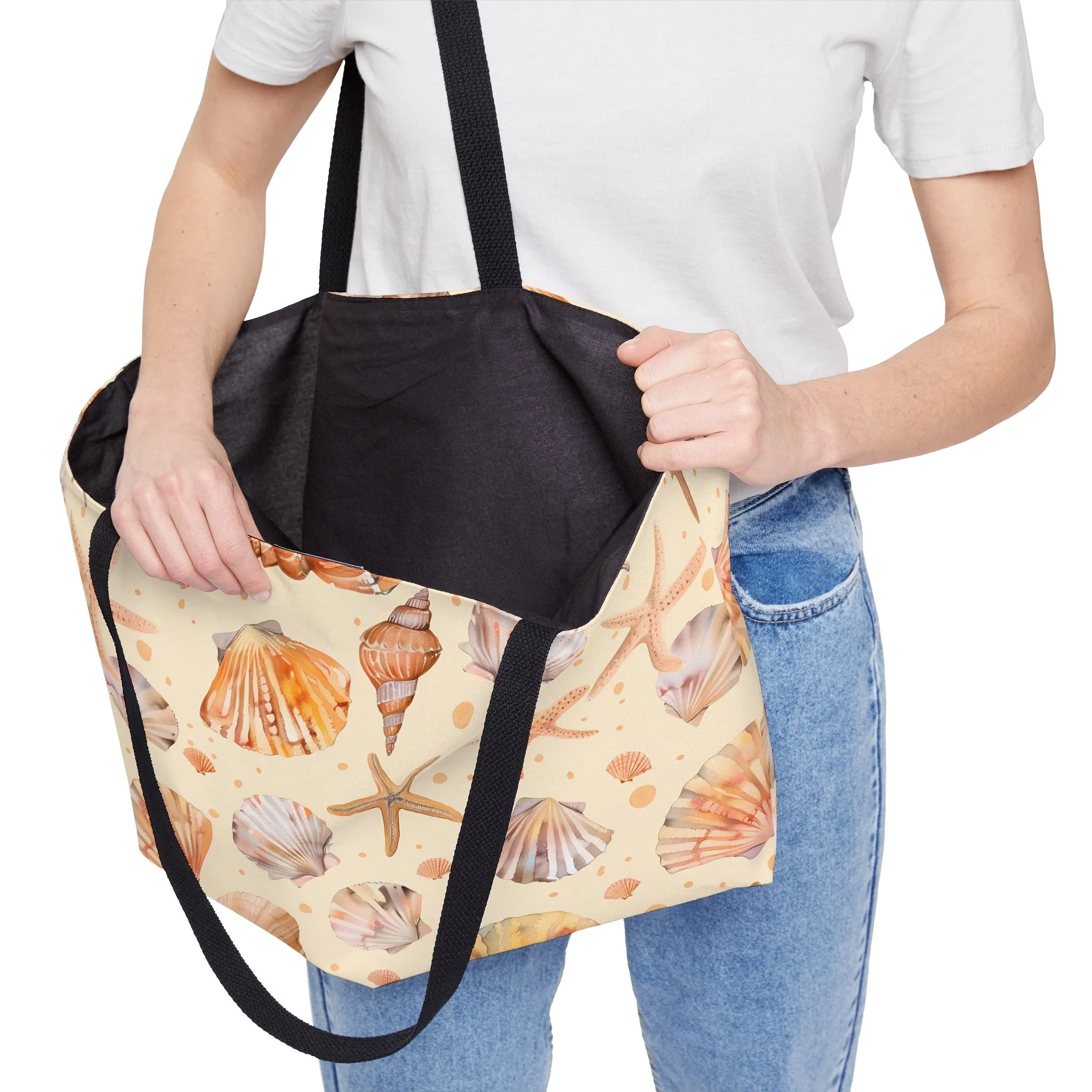 Tote Bag with Seashell and Starfish (24" x 13" x 2")