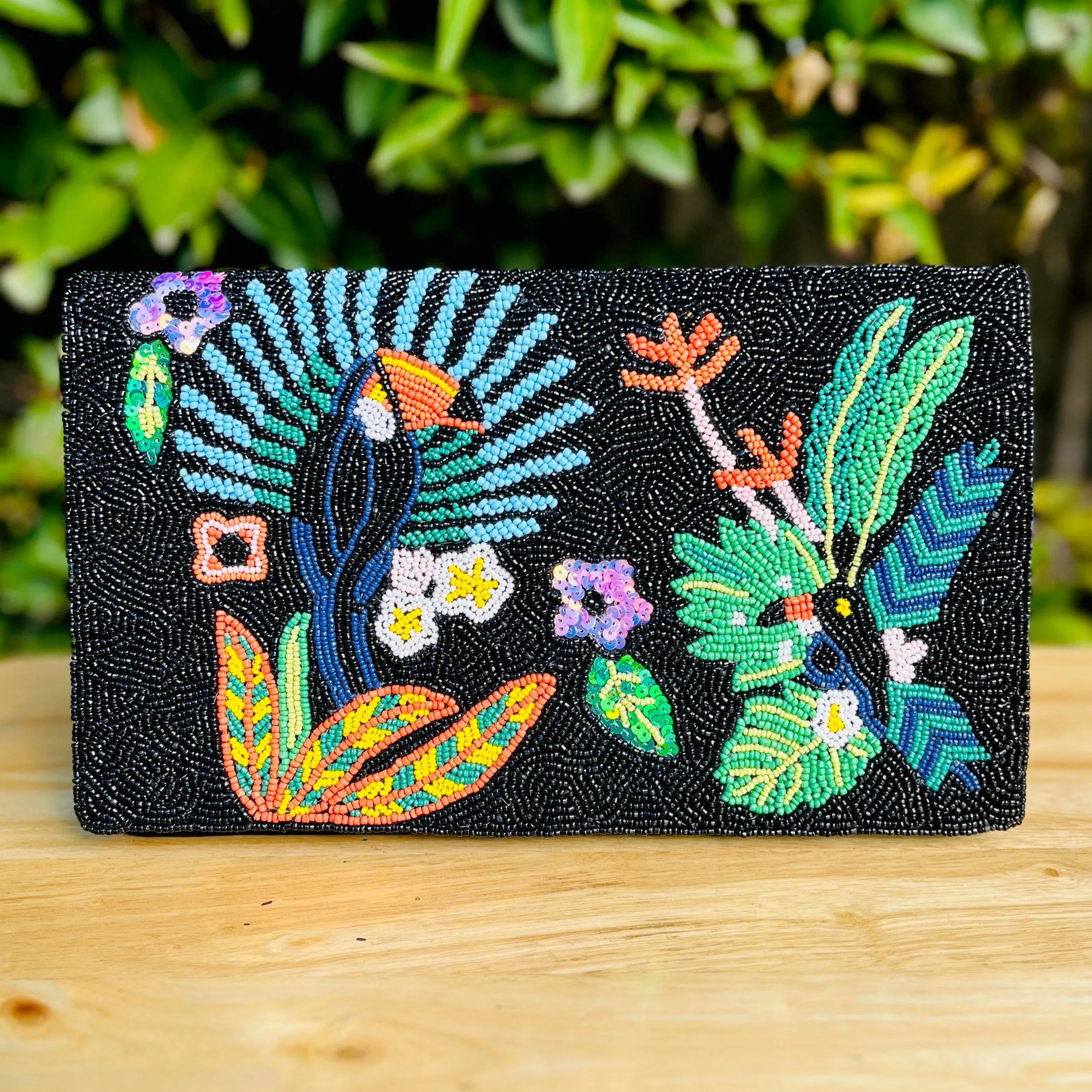 Toucan Beaded Clutch Purse