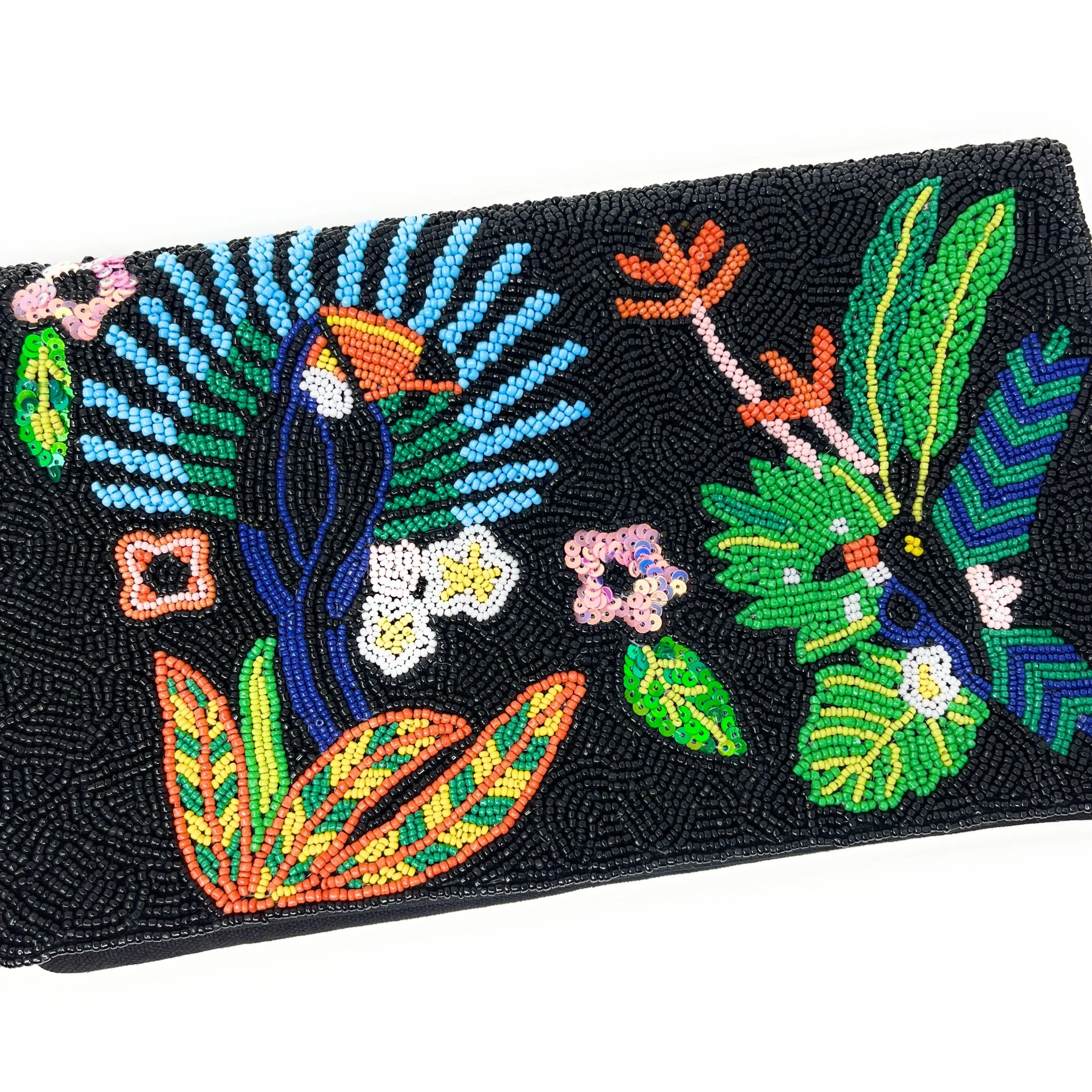 Toucan Beaded Clutch Purse