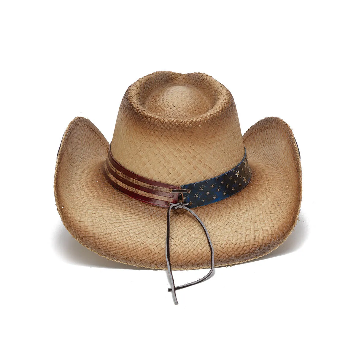 Traditional Flag Print Straw Western Hat