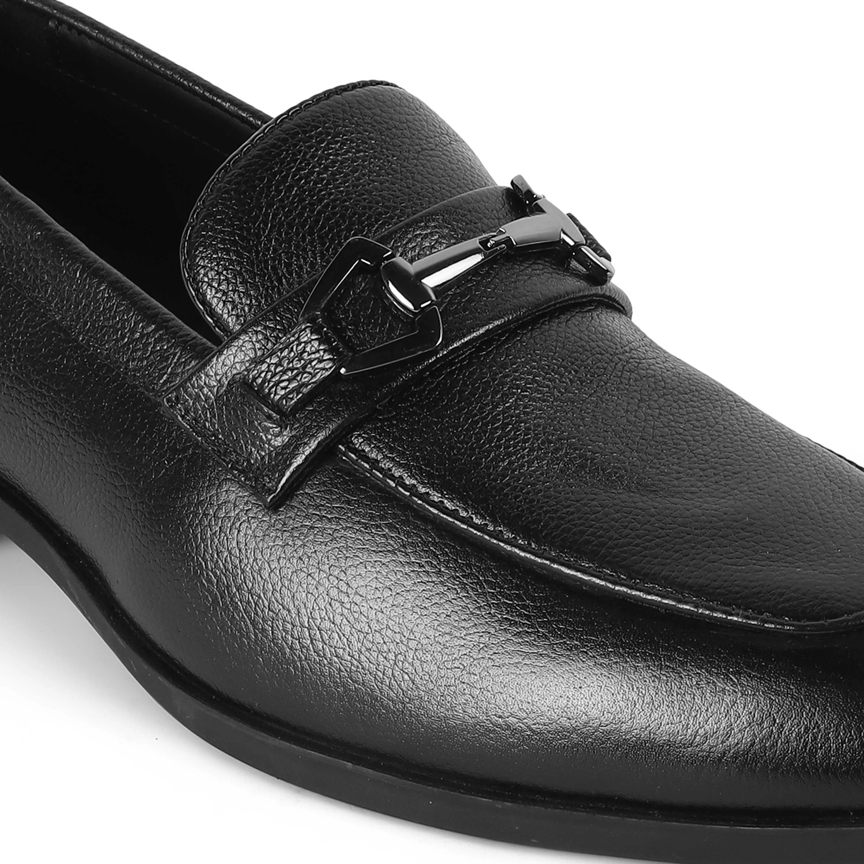 Tresmode Antli Black Men's Leather Loafers