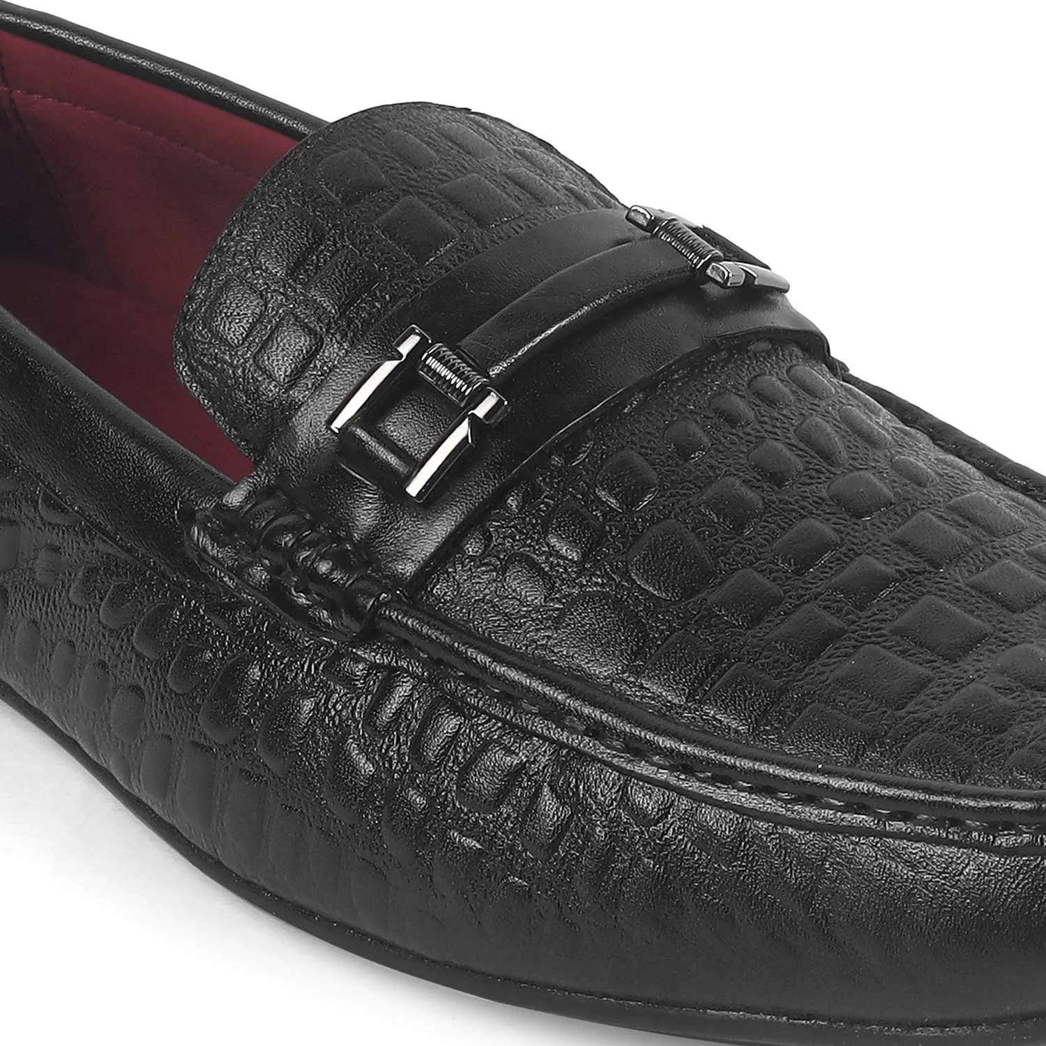 Tresmode Camil Black Men's Leather Driving Loafers