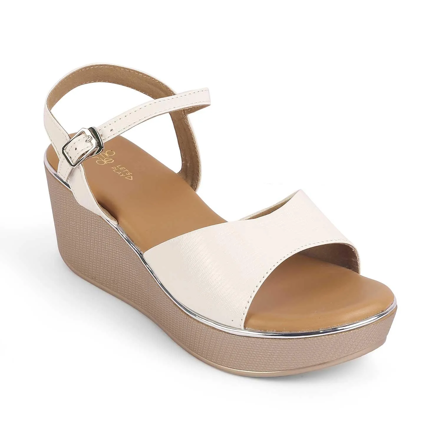 Tresmode Lannes White Women's Dress Wedge Sandals