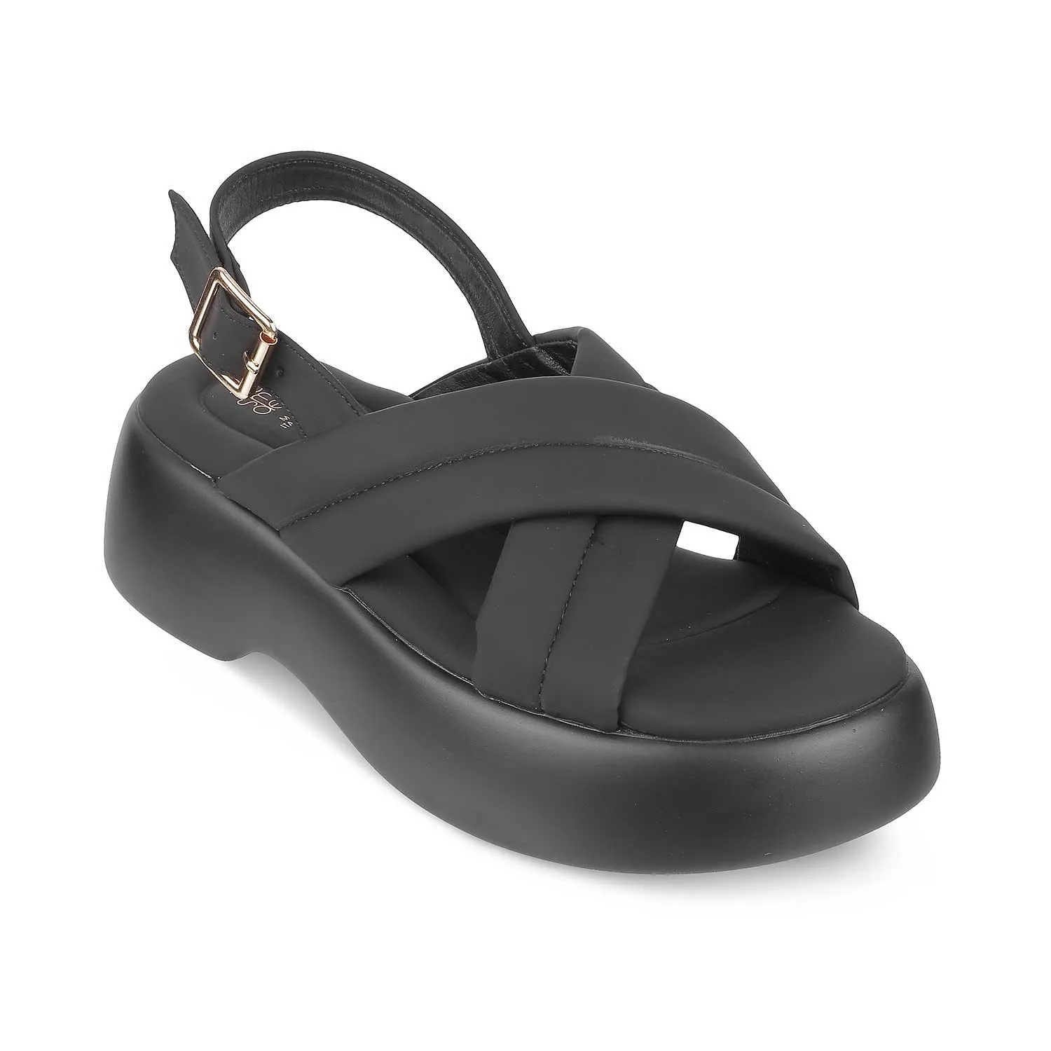 Tresmode Lonir Black Women's Dress Wedge Sandals