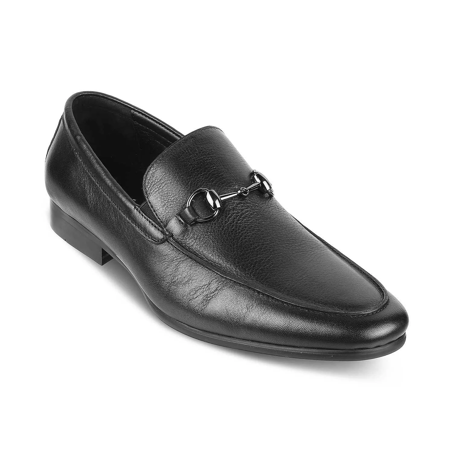 Tresmode Neslip Black Men's Leather Horse-bit Loafers